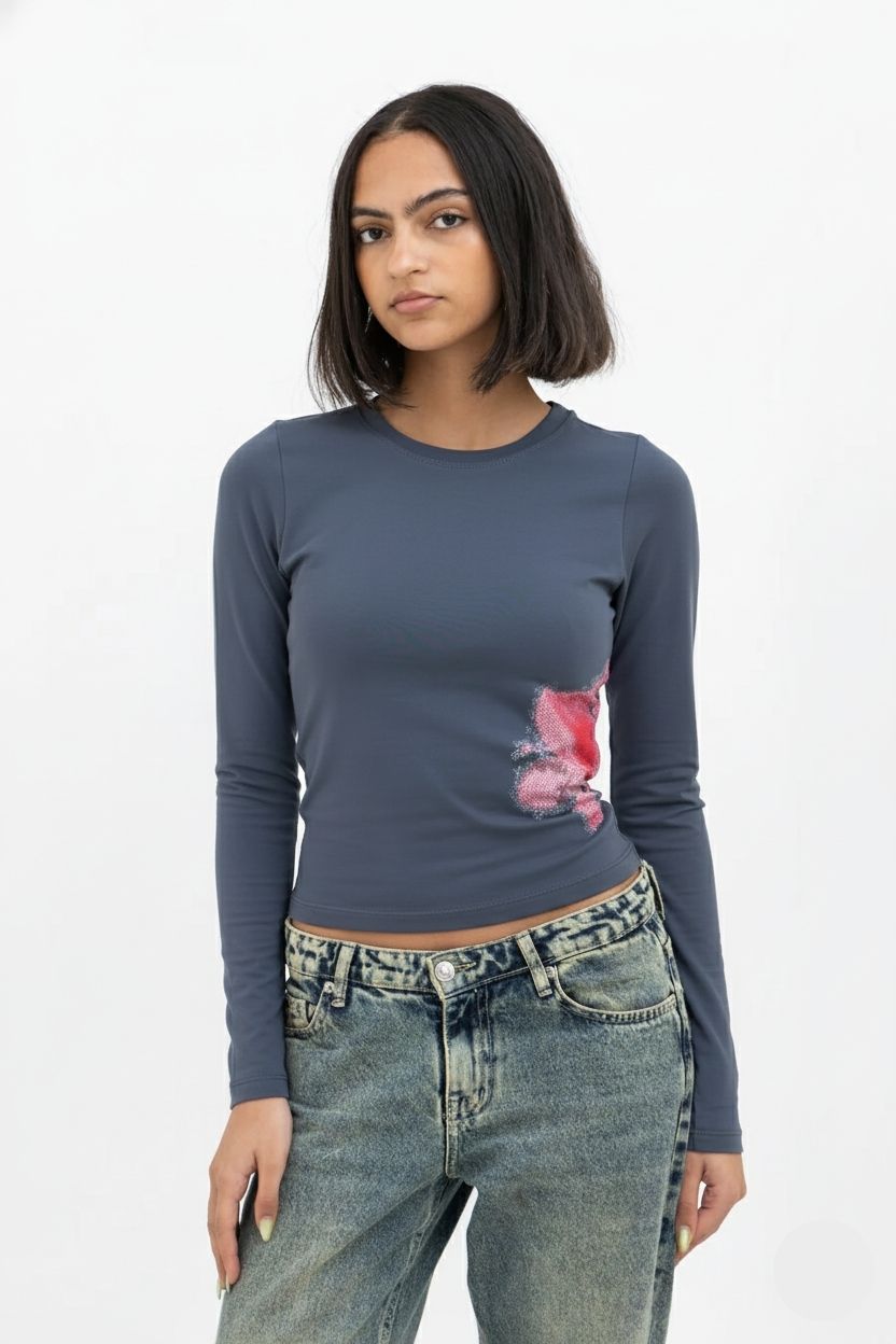 Pink Flower Long Sleeve Baby Tee