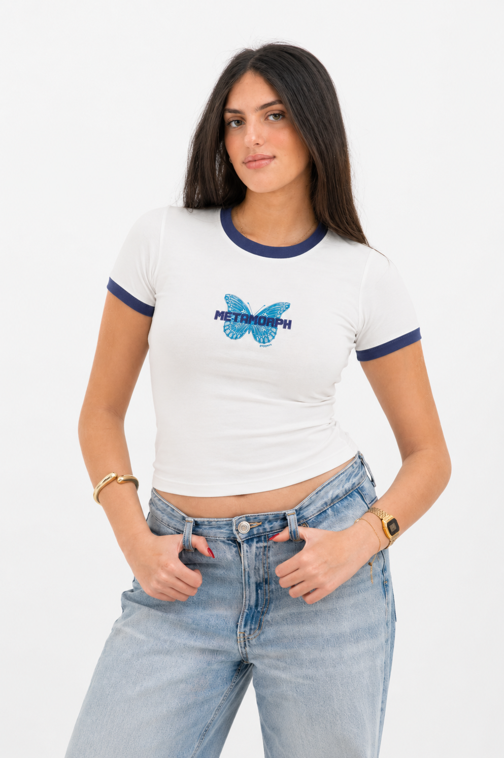 Butterfly Ringer Baby Tee