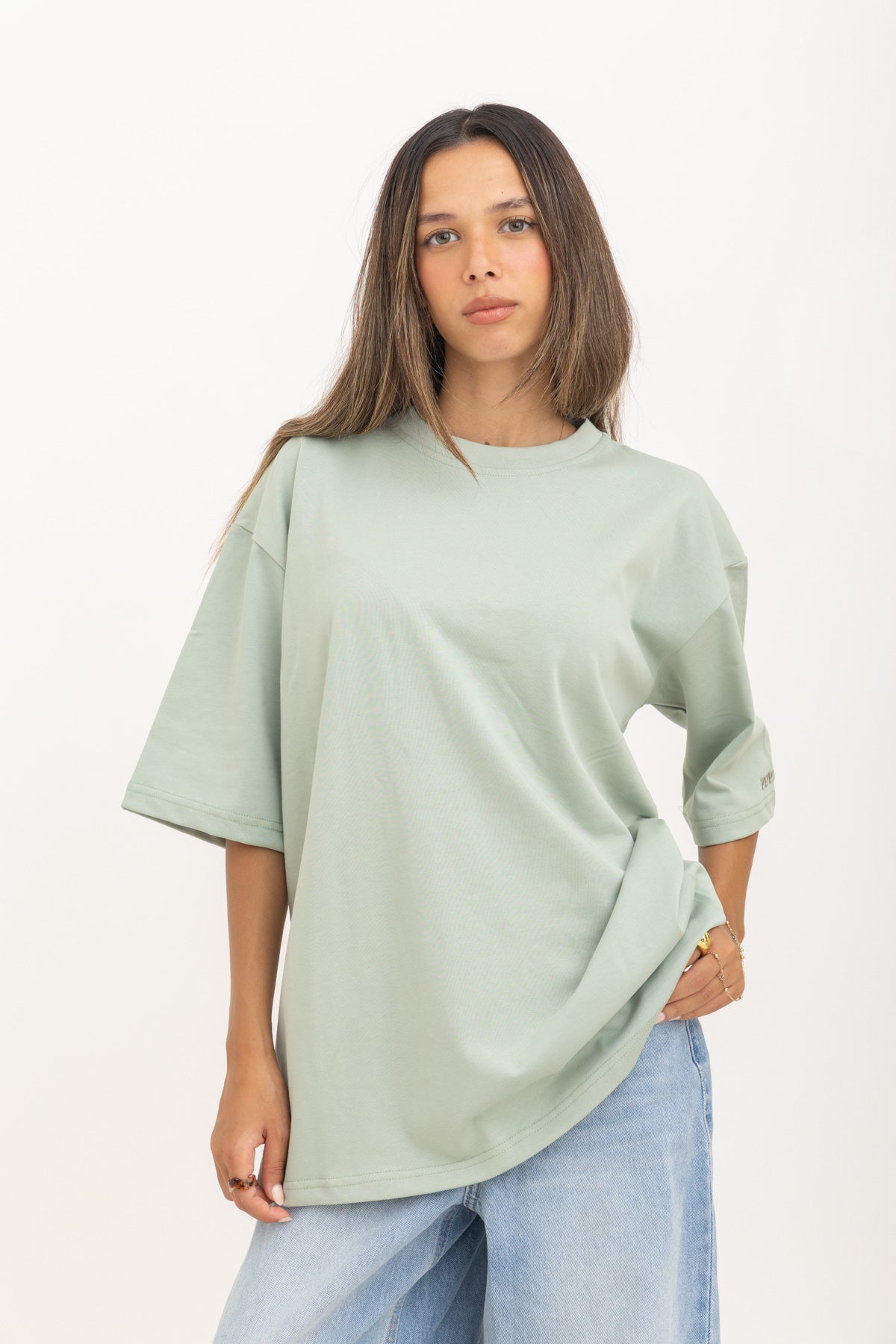 Sage Green Oversized Crew Neck T-Shirt