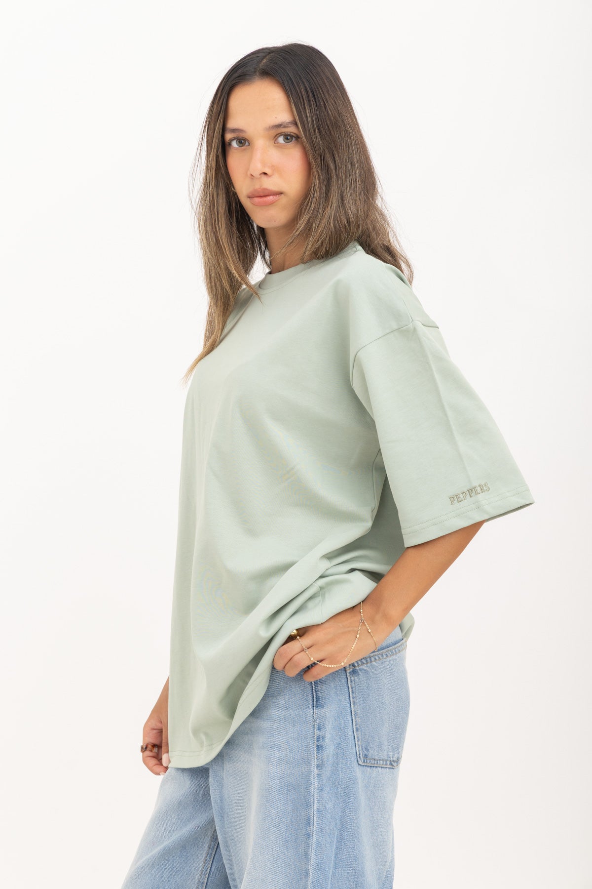 Sage Green Oversized Crew Neck T-Shirt