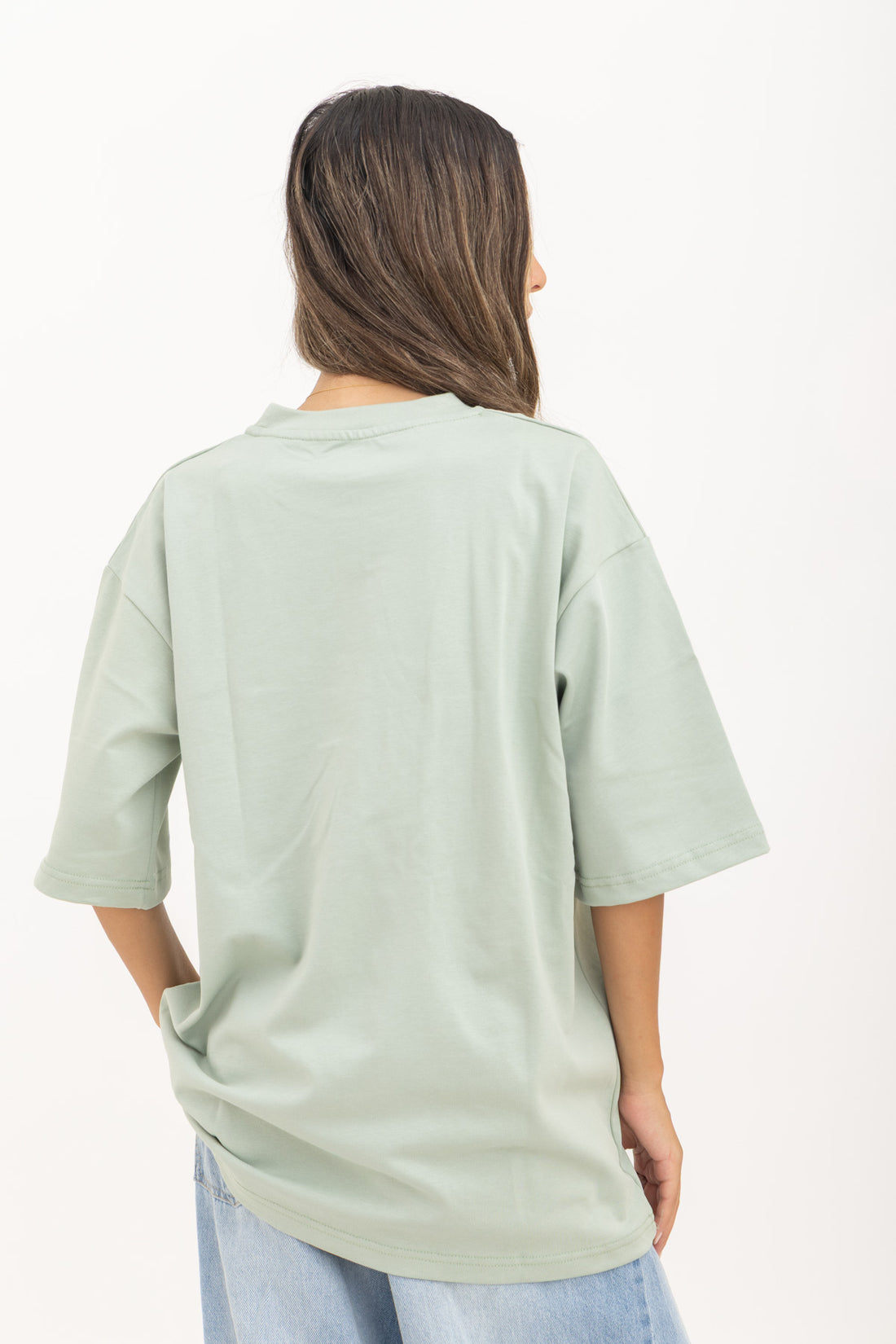 Sage Green Oversized Crew Neck T-Shirt