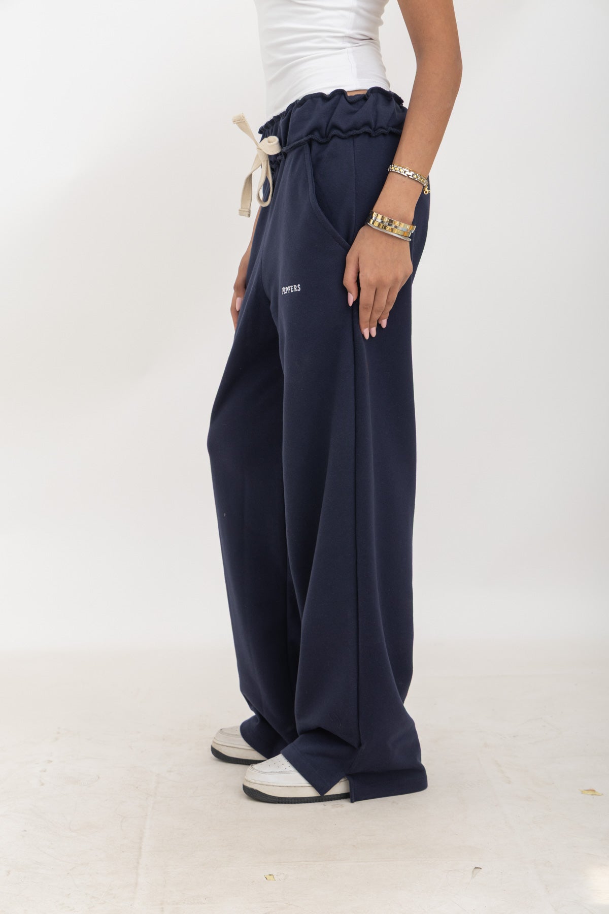 Navy Wide-Leg Sweatpants