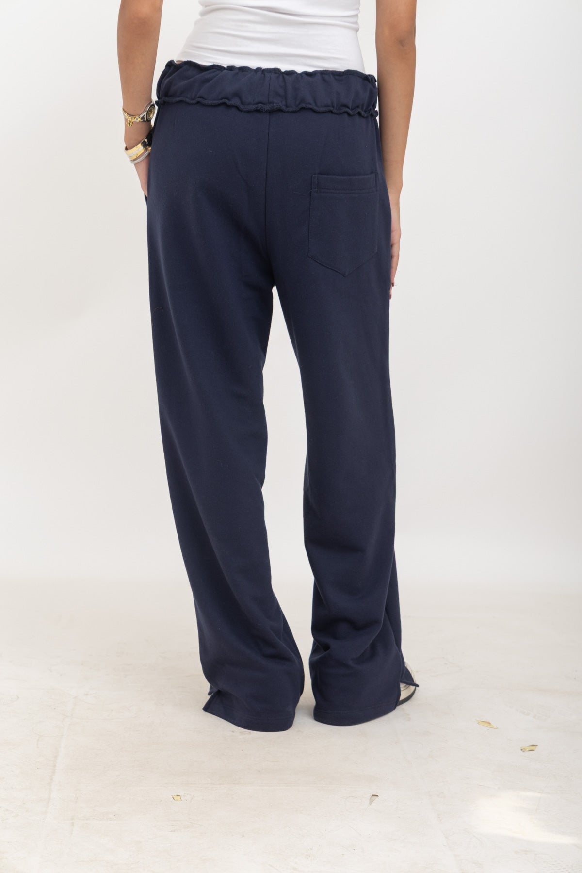 Navy Wide-Leg Sweatpants