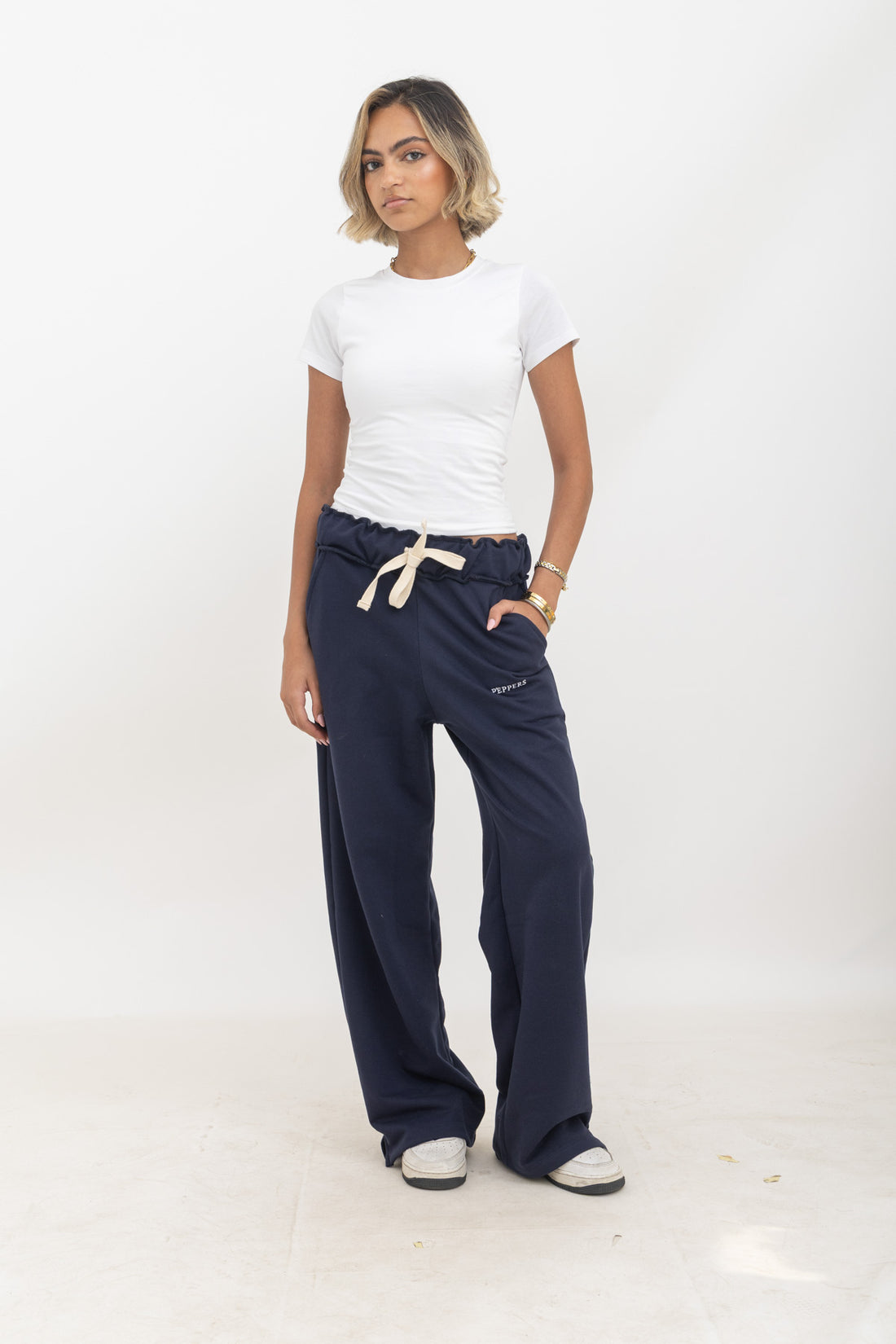 Navy Wide-Leg Sweatpants