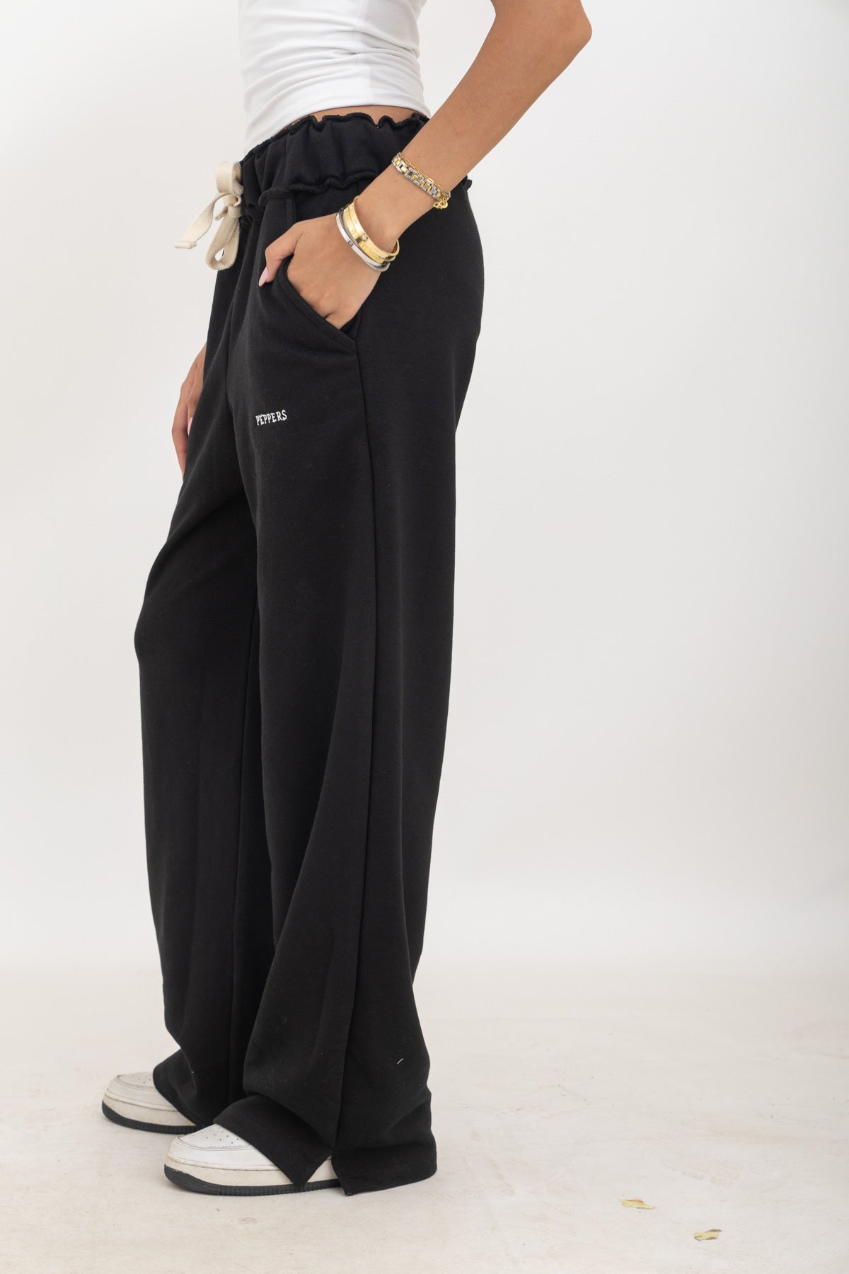 Black Wide-Leg Sweatpants
