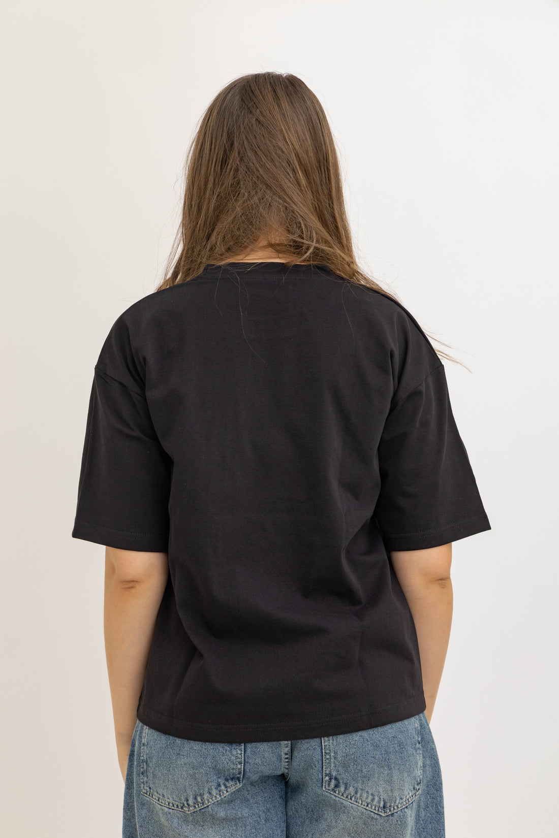 Cherry Black Oversized Crew Neck T-Shirt