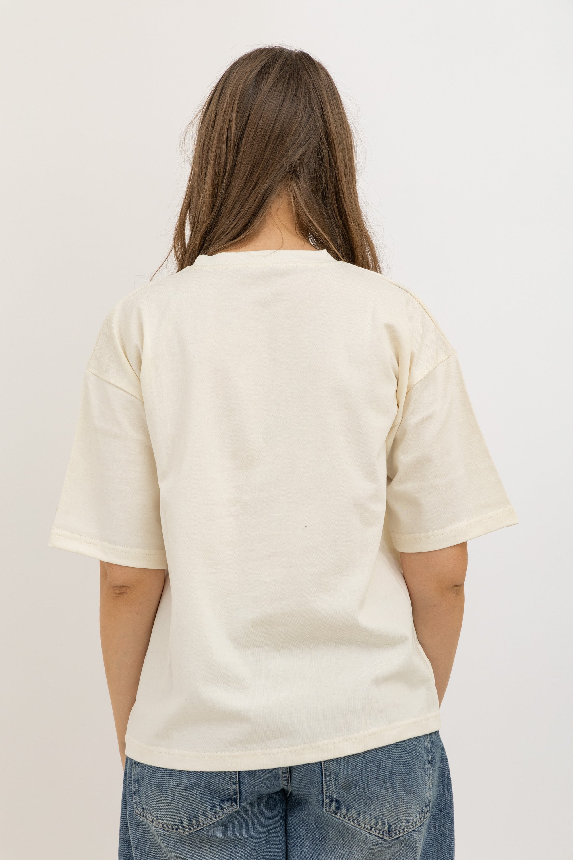 Cherry White Oversized Crew Neck T-Shirt