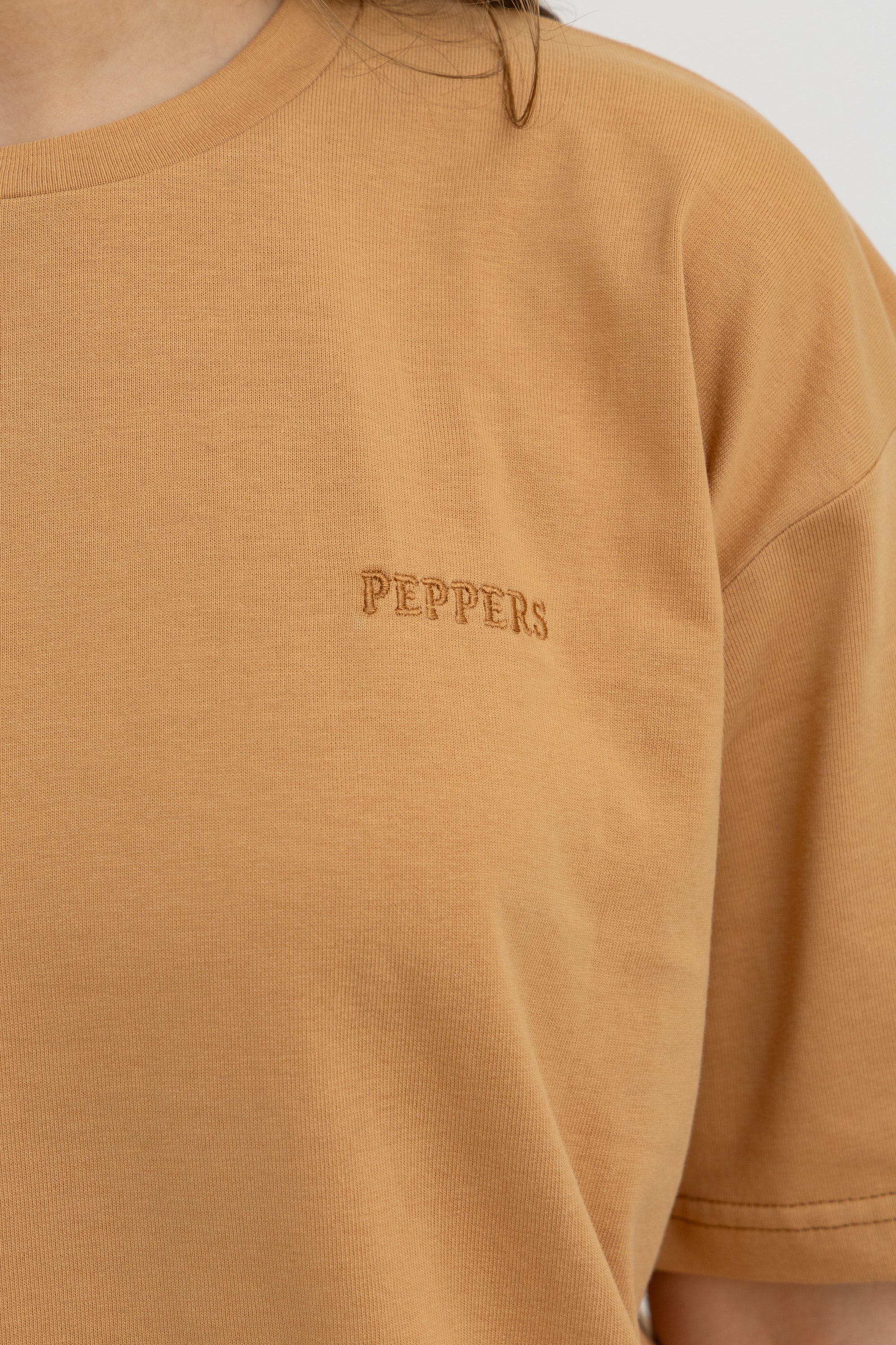 Tan Oversized Crew Neck T-Shirt