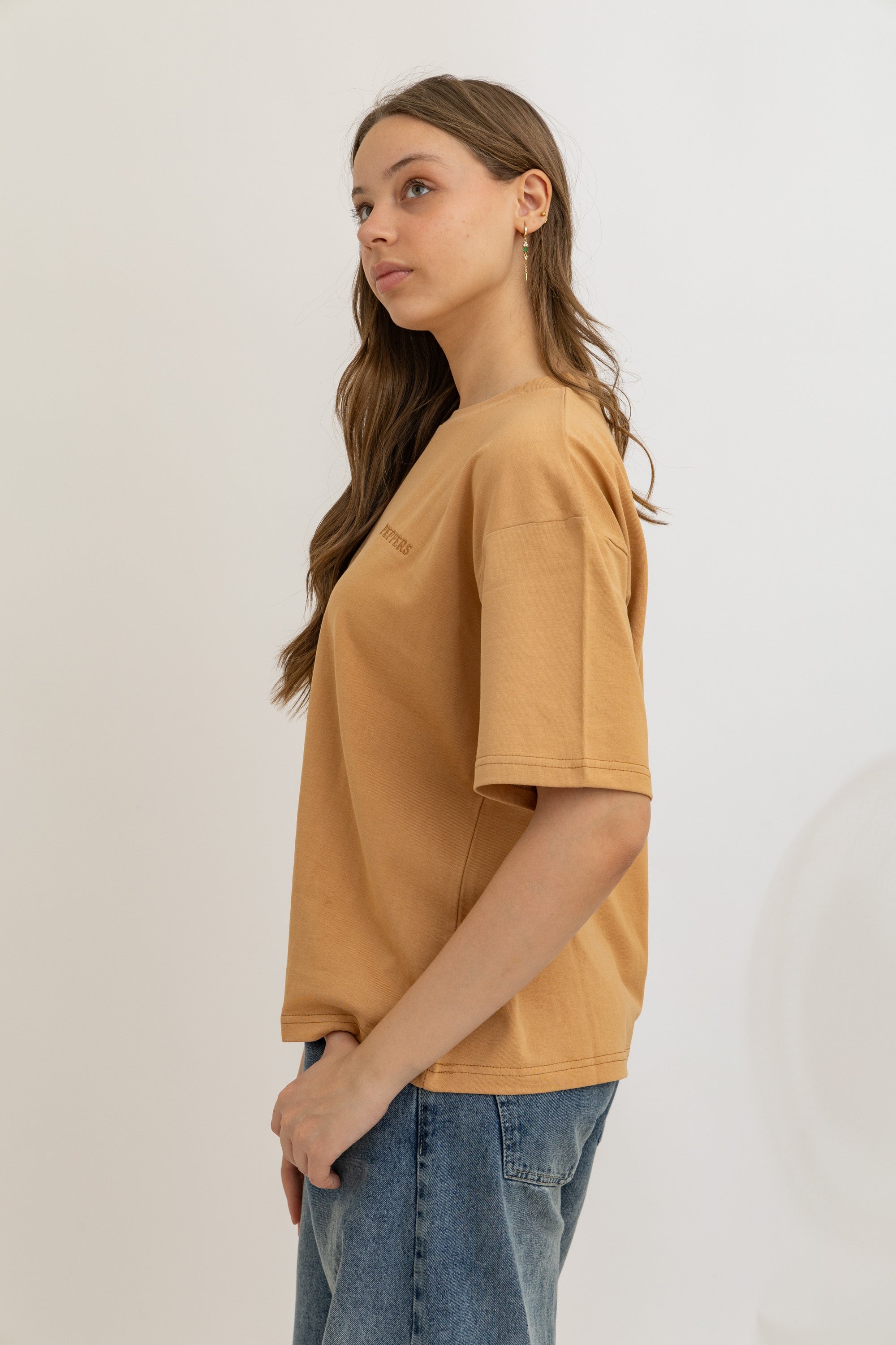 Tan Oversized Crew Neck T-Shirt