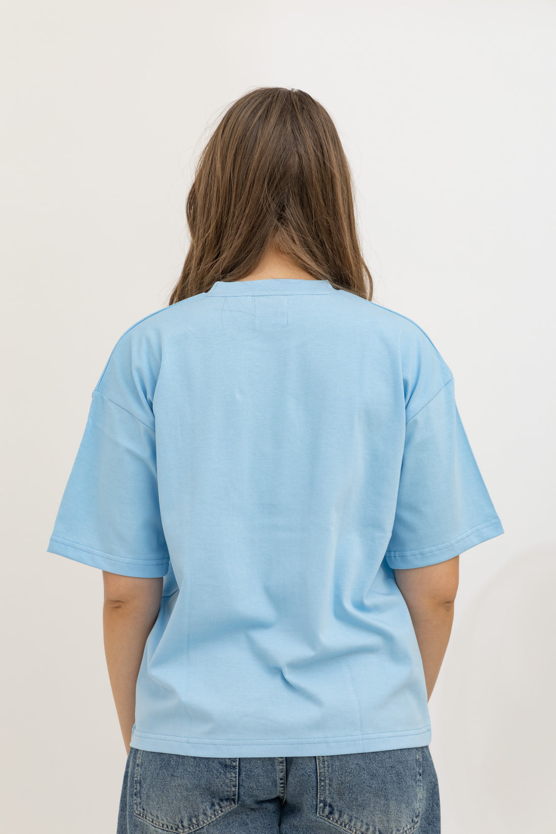 Light Blue Oversized Crew Neck T-Shirt