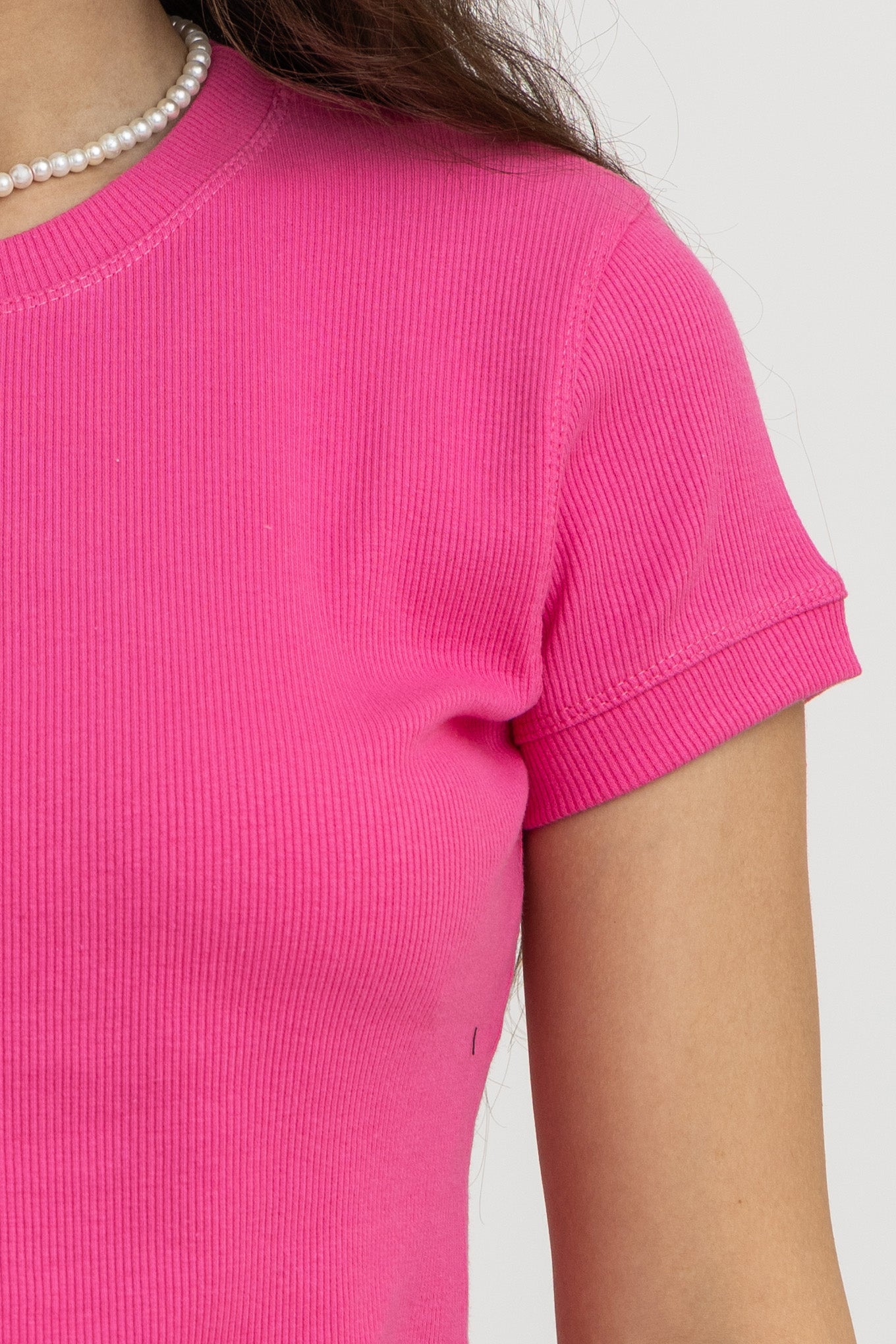 Pink Ribbed Crop Top