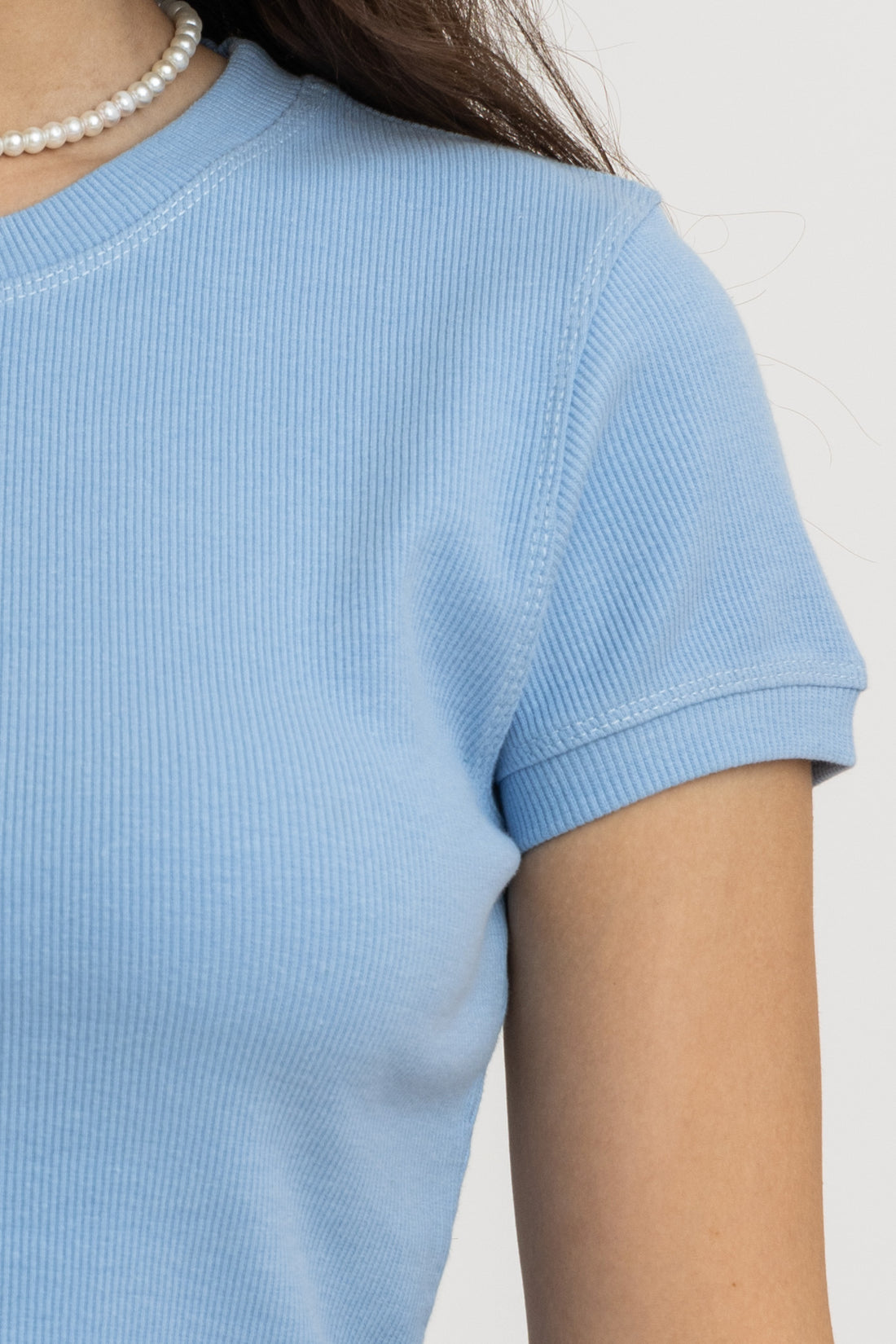 Baby Blue Ribbed Crop Top