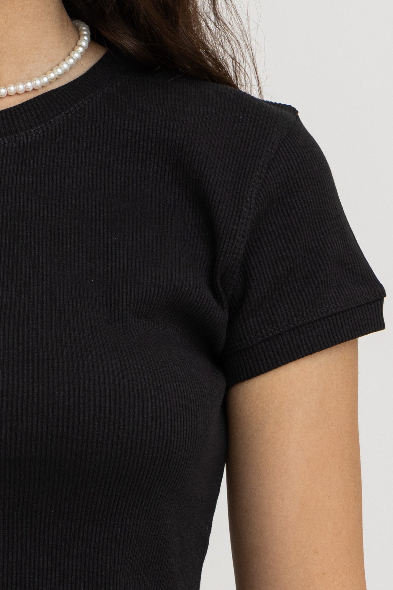 Black Ribbed Crop Top