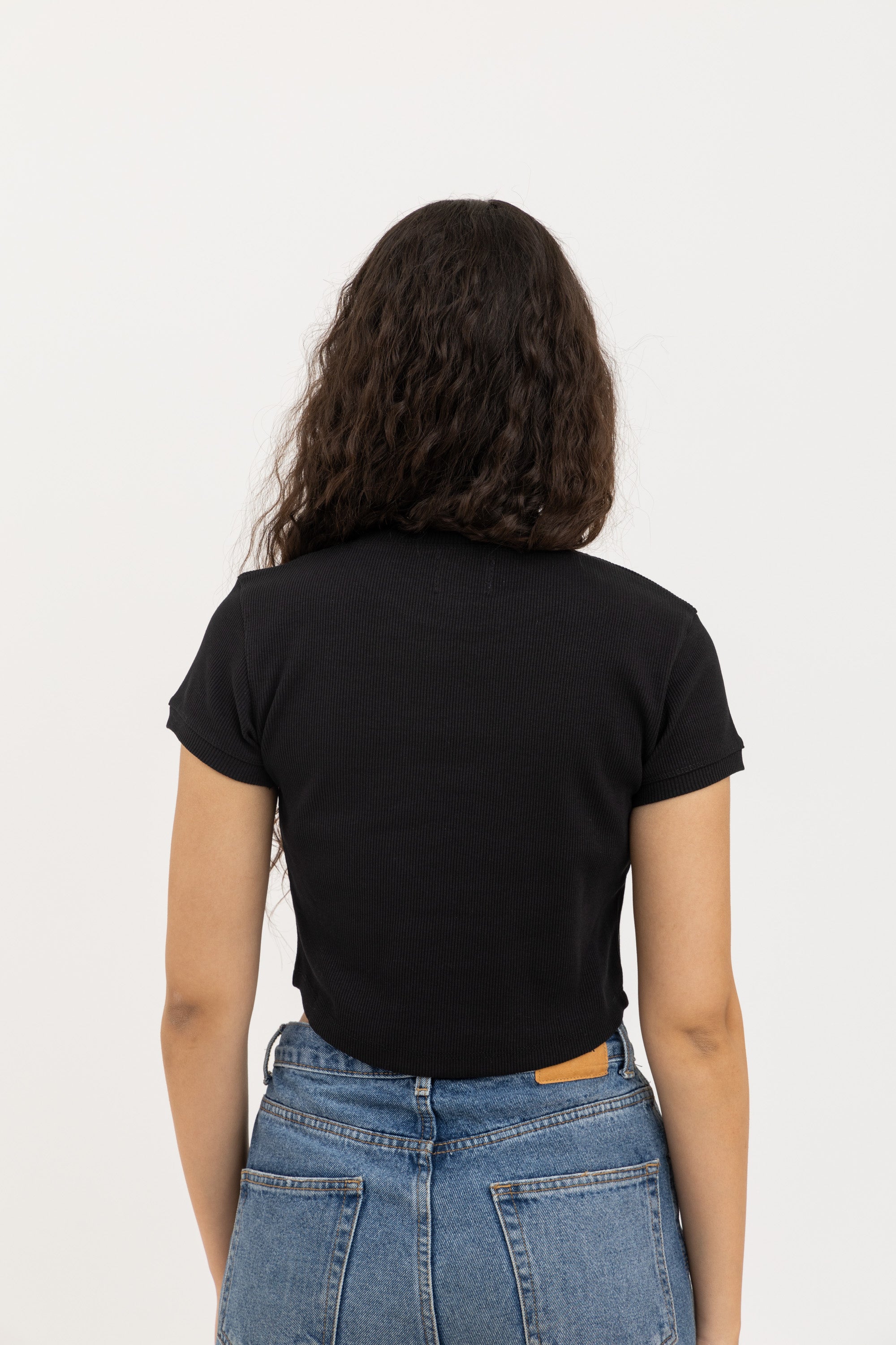 Black Ribbed Crop Top