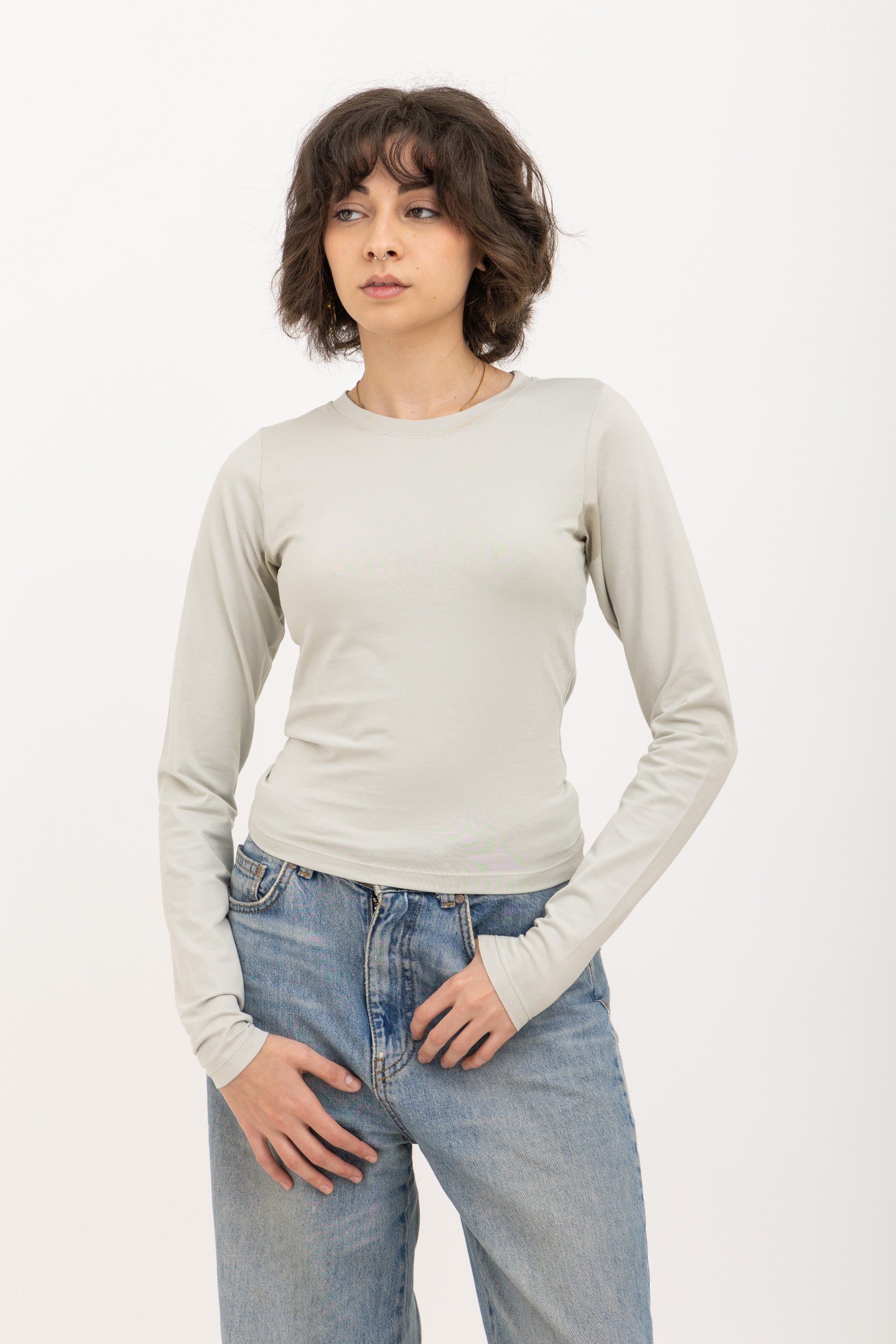 Light Grey Long Sleeve Baby Tee