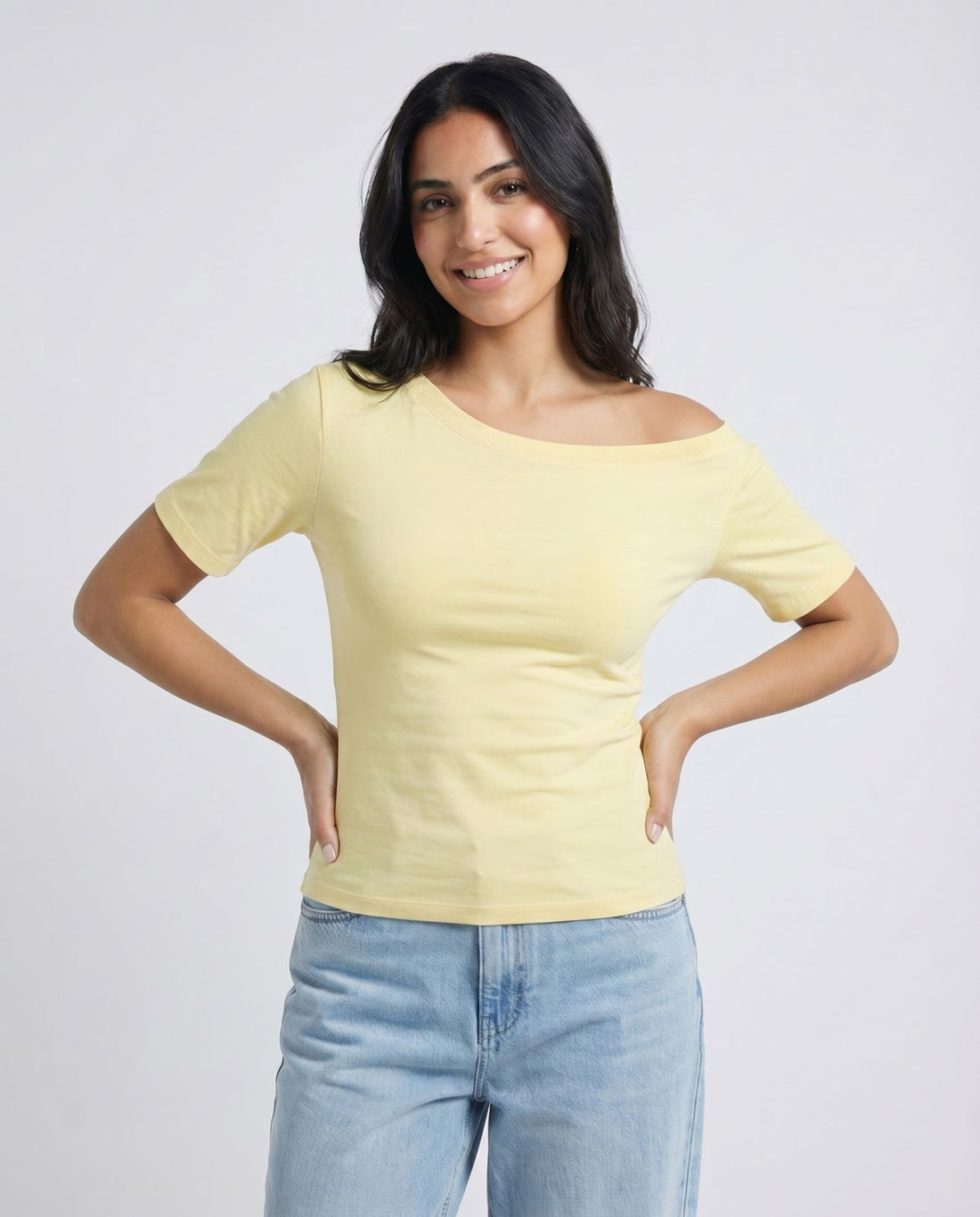 Off-Shoulder Tee Butter Yellow