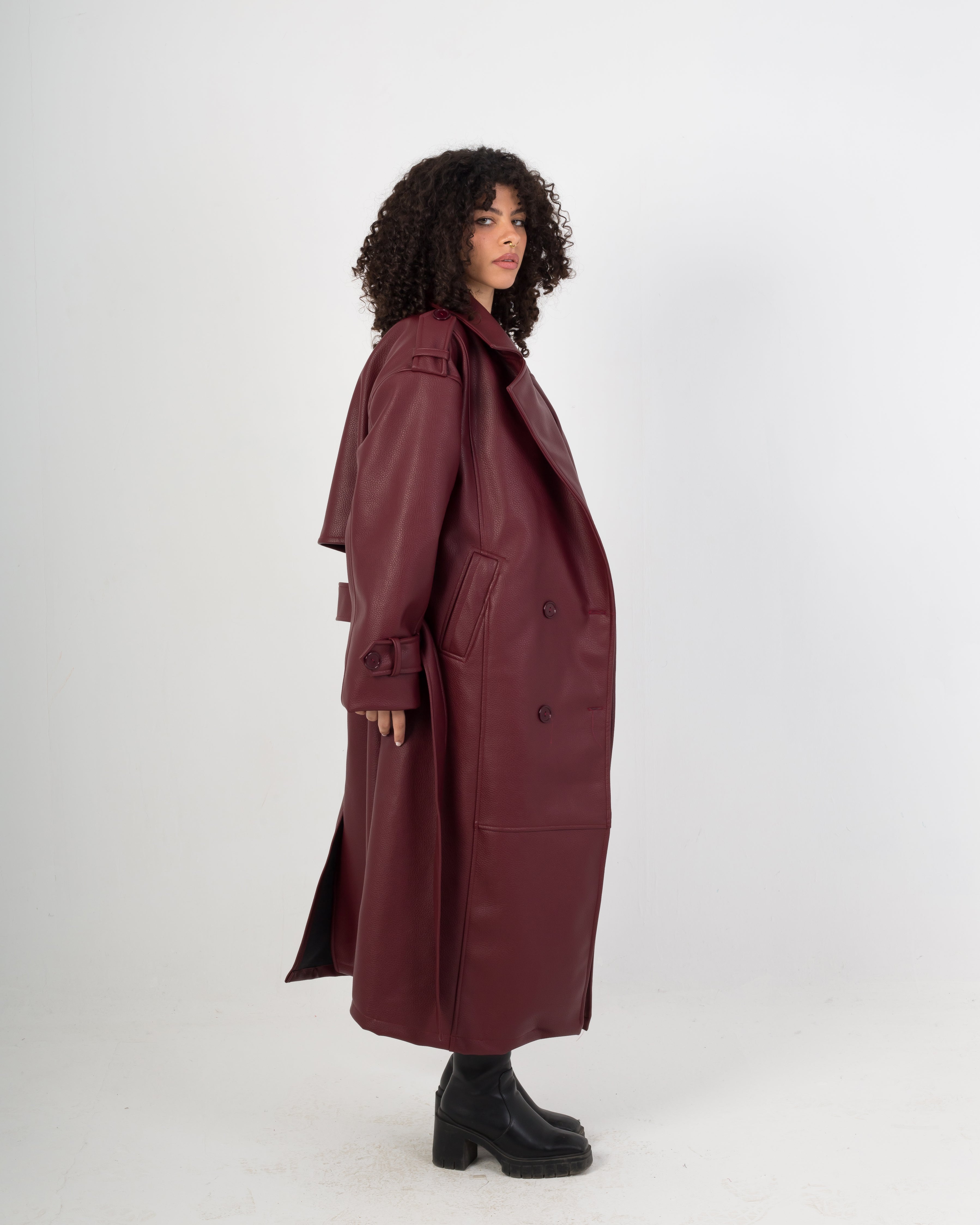 Sizzling Burgundy Leather Coat