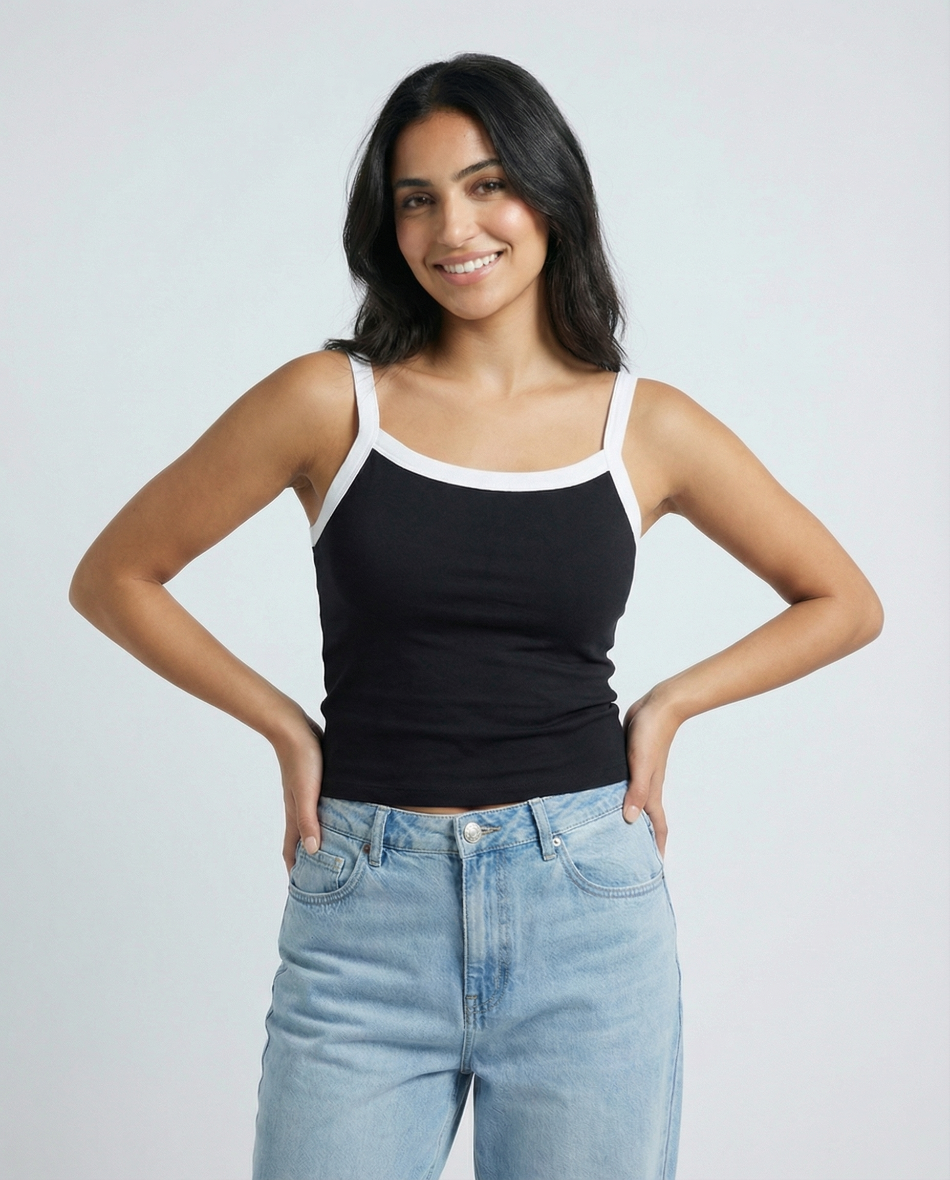 Contrast Top Black