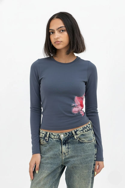 Pink Flower Long Sleeve Baby Tee