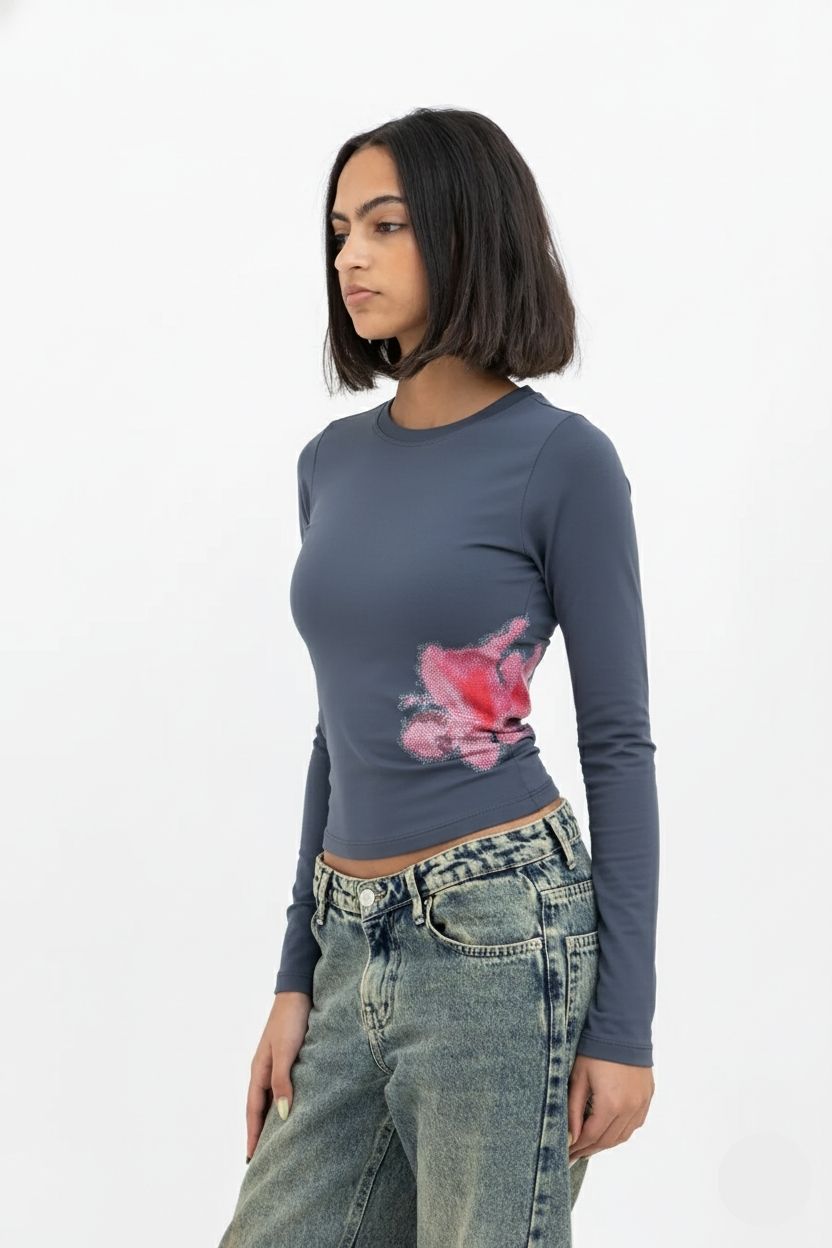 Pink Flower Long Sleeve Baby Tee