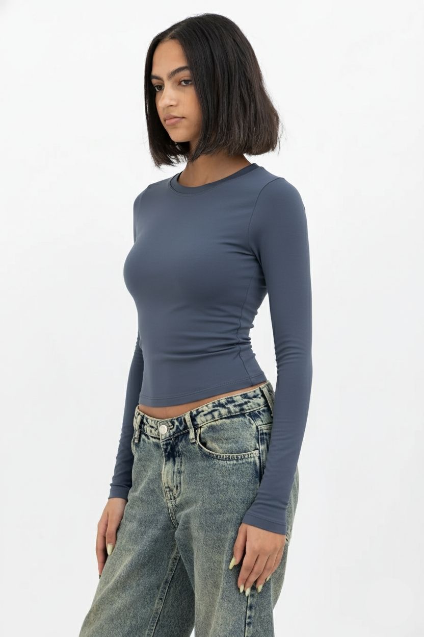 Dark Grey Long Sleeve Baby Tee