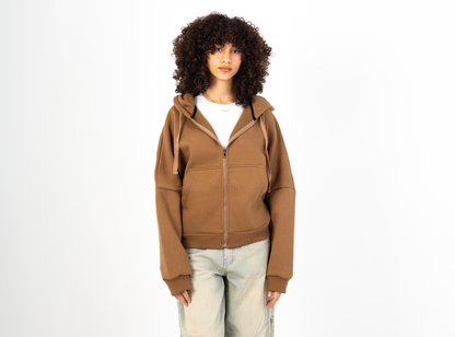 Brown Cloud Zip Up Hoodie