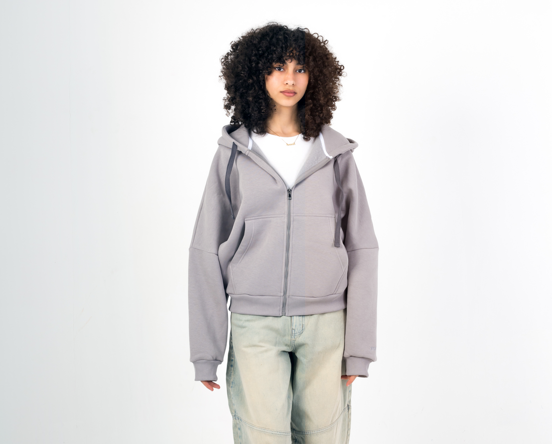 Light Grey Cloud Zip Up Hoodie