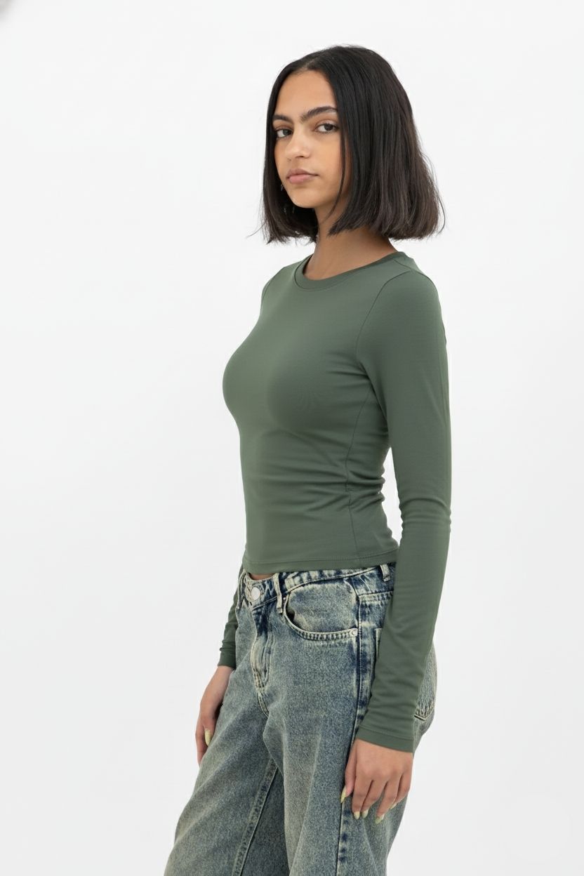 Olive Long Sleeve Baby Tee