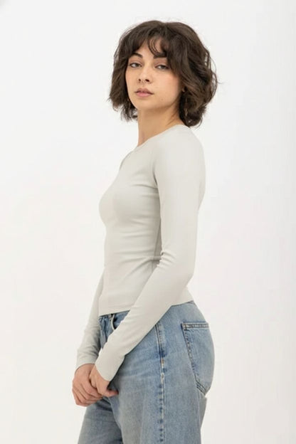 Light Grey Long Sleeve Baby Tee