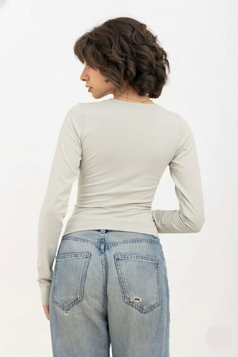 Light Grey Long Sleeve Baby Tee