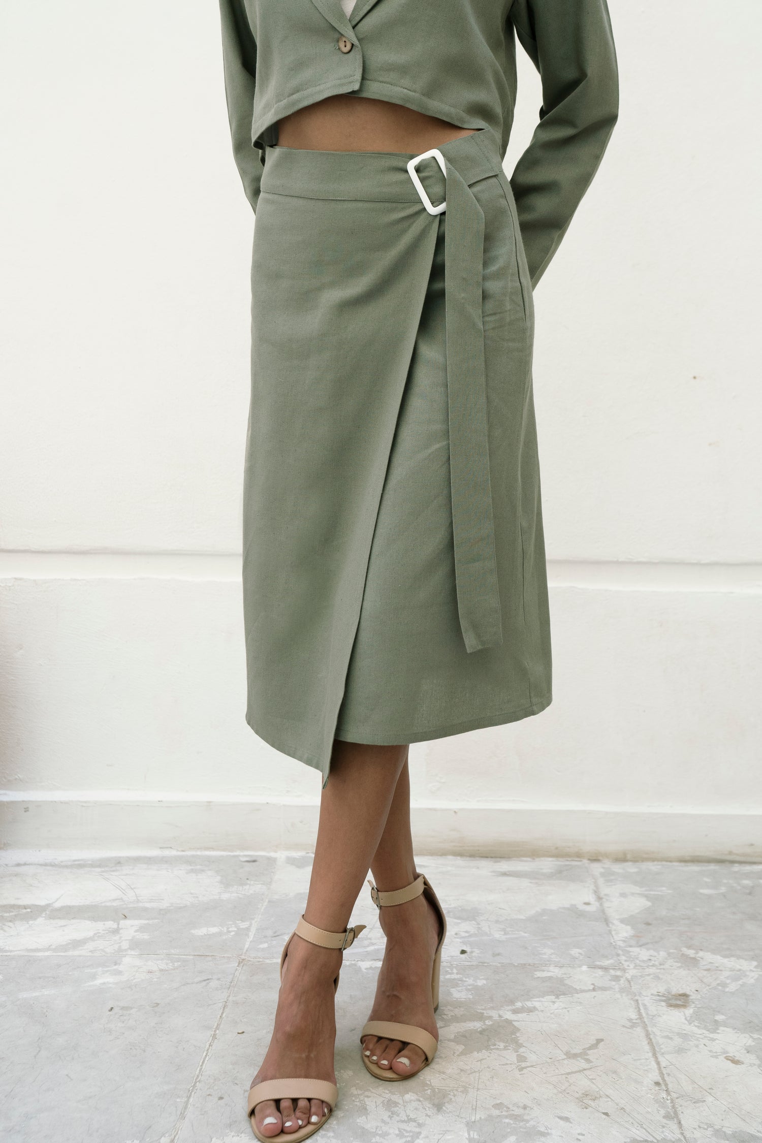 Linen Olive Skirt