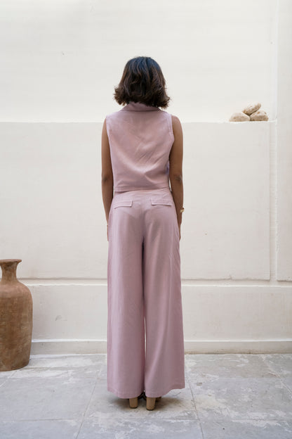 Linen Dusty Pink Straight Pants