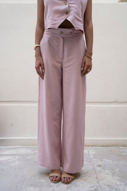 Linen Dusty Pink Straight Pants