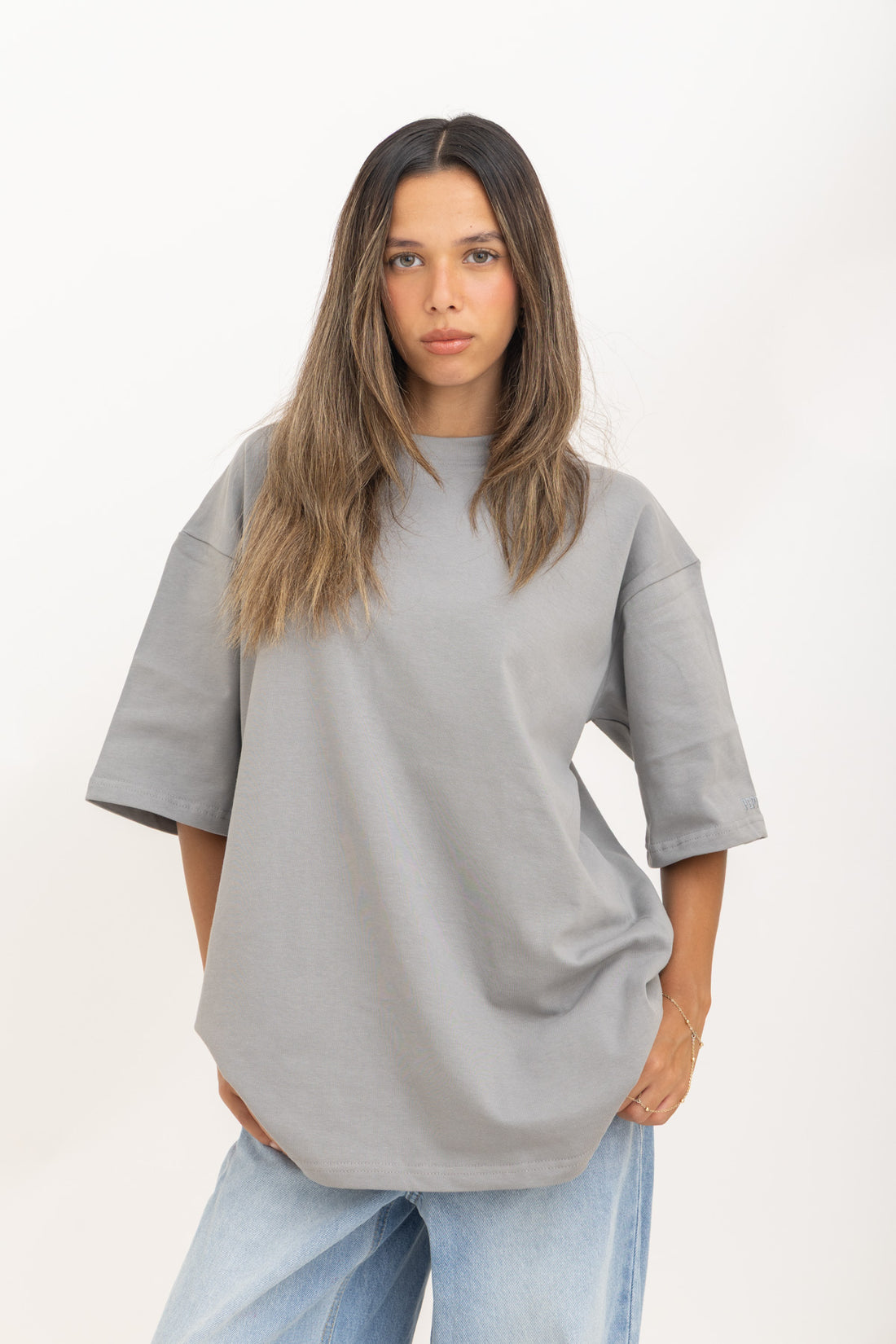 Grey Oversized Crew Neck T-Shirt