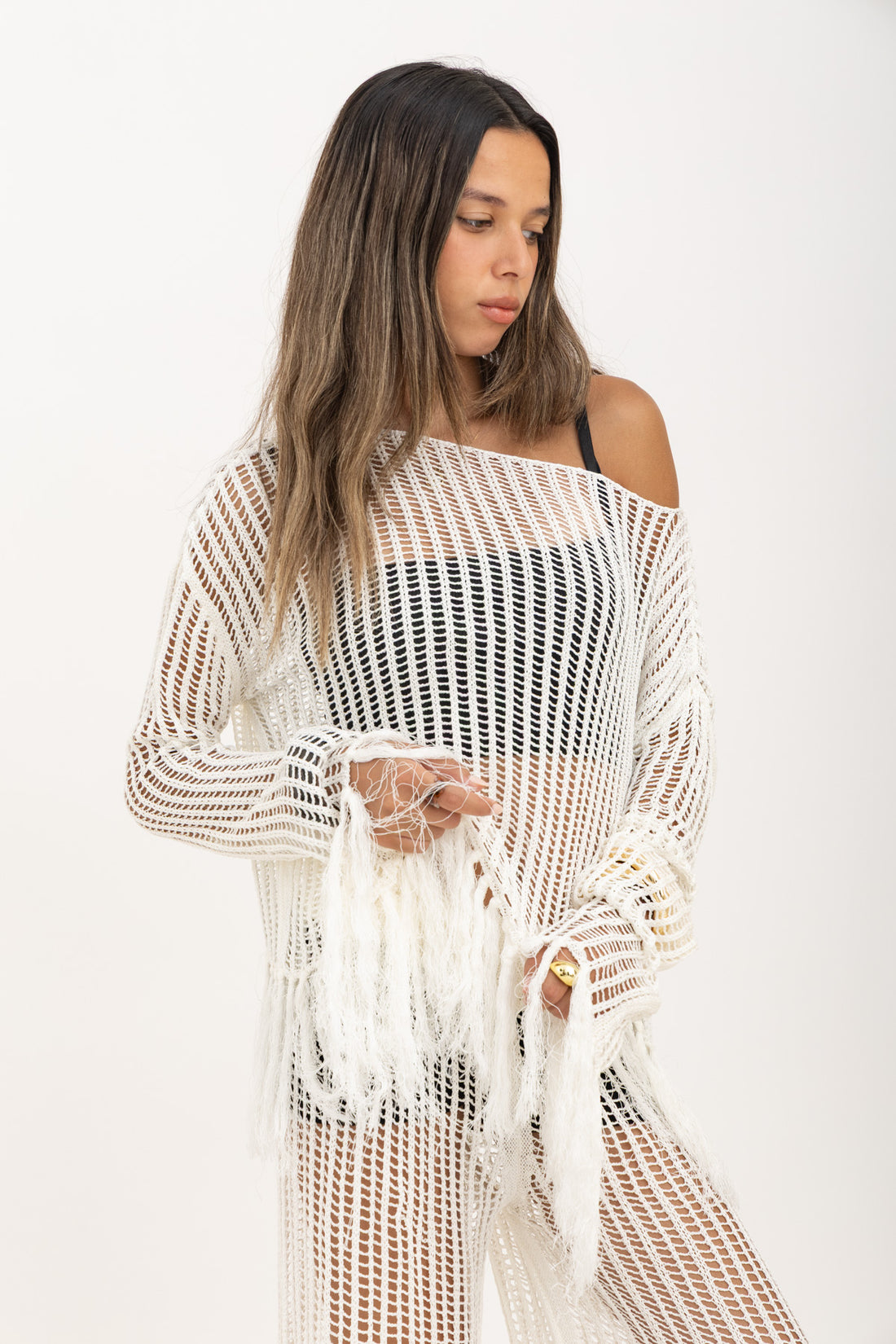 Tide Fringe Mesh Top