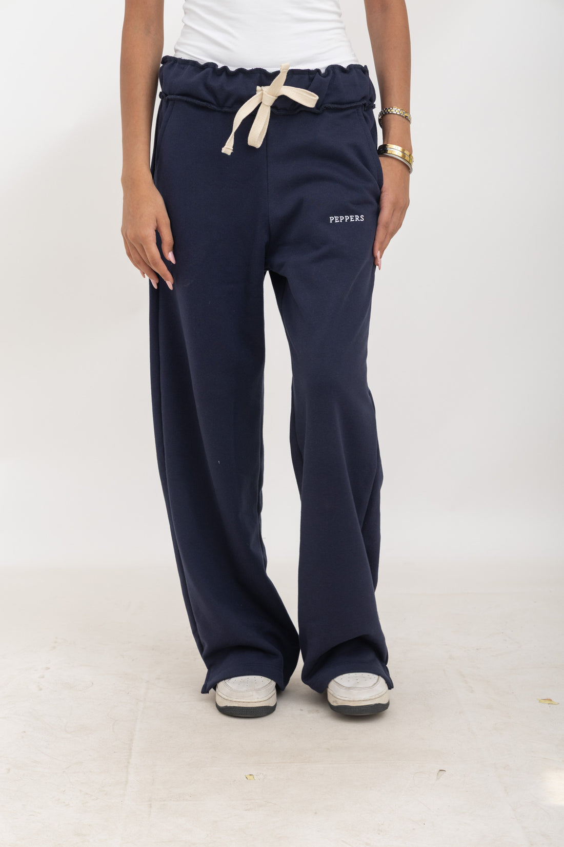 Navy Wide-Leg Sweatpants
