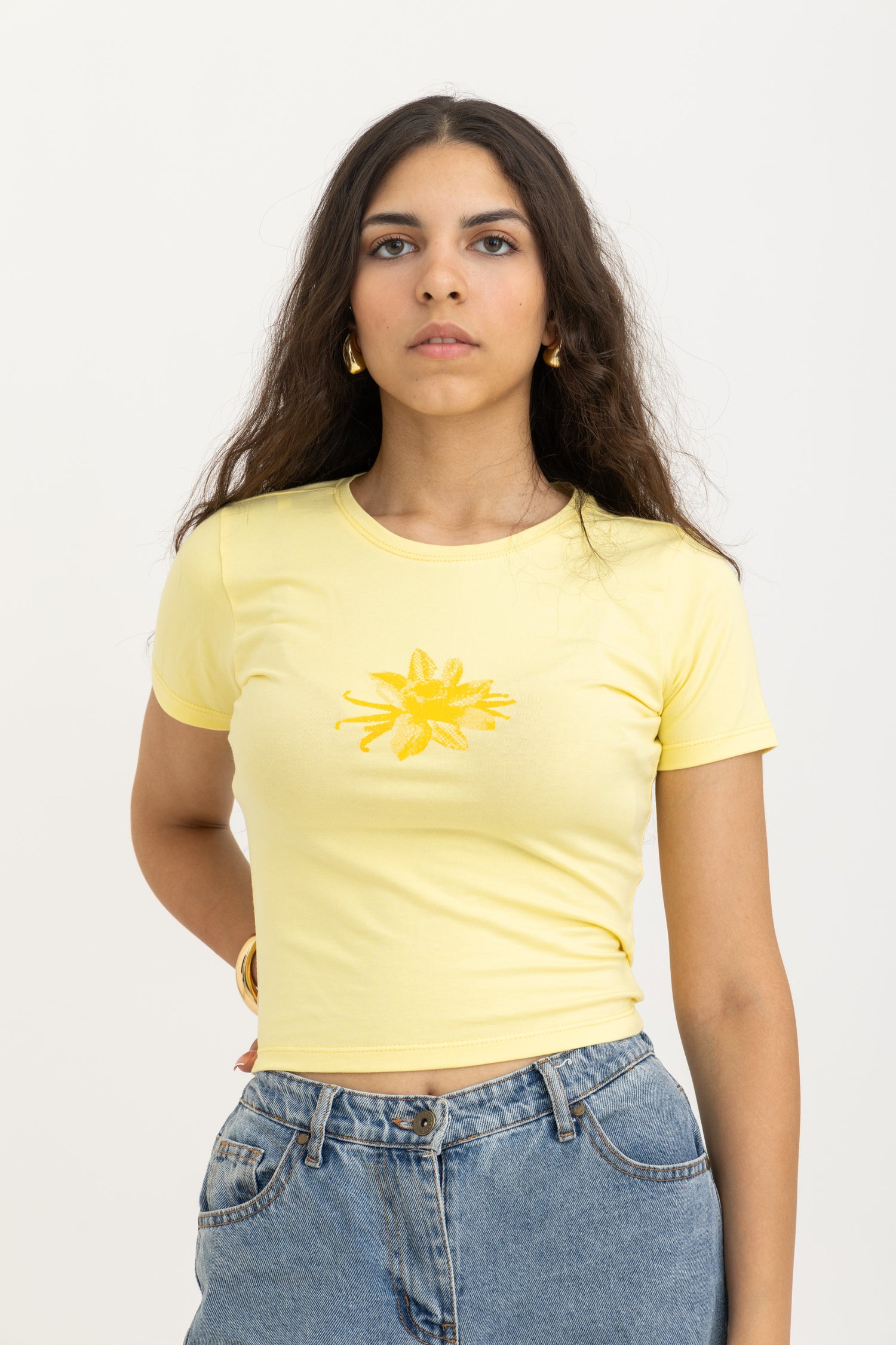 Butter Yellow Flower Baby Tee