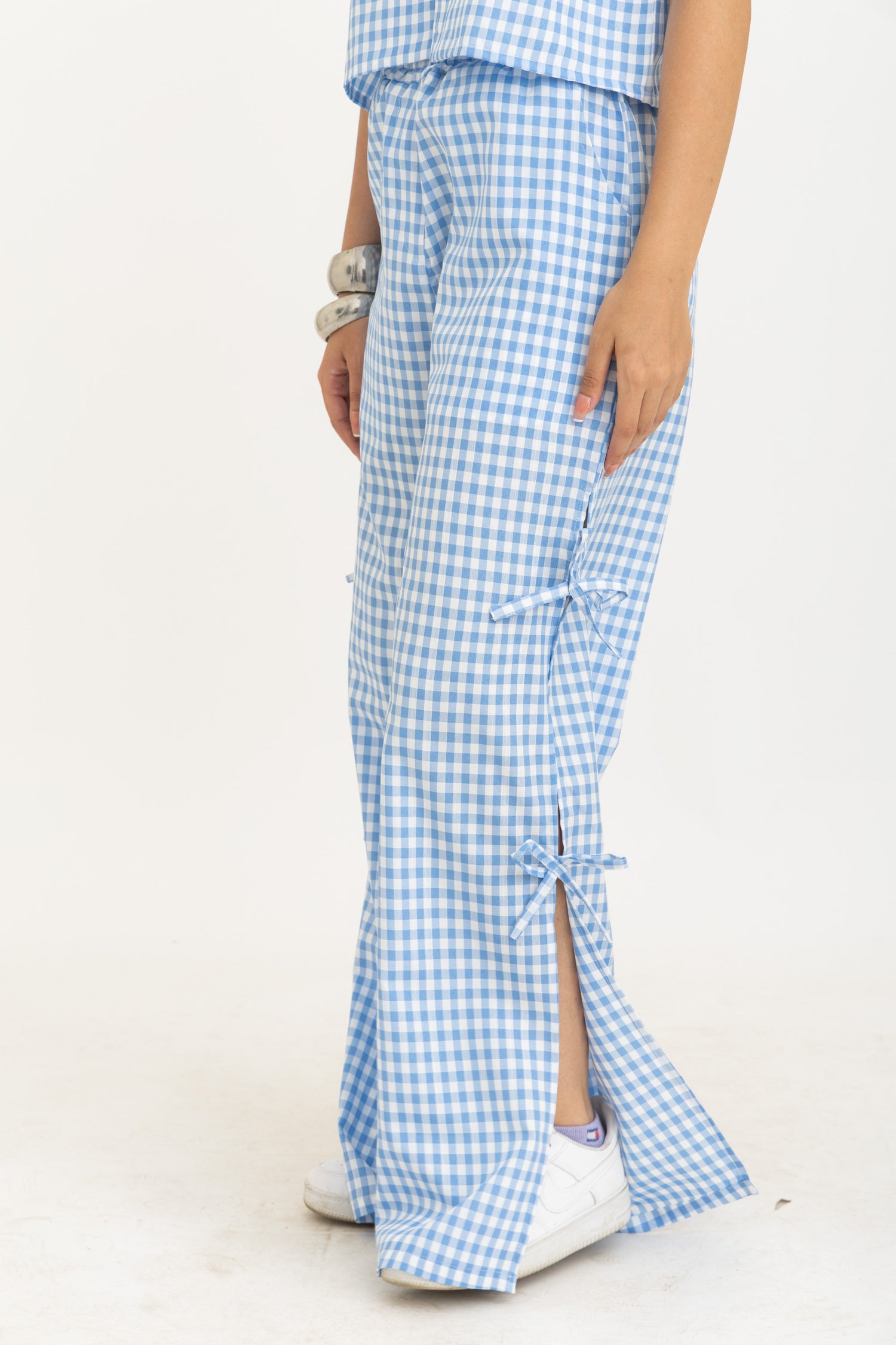 Baby Blue Bow Gingham Pants