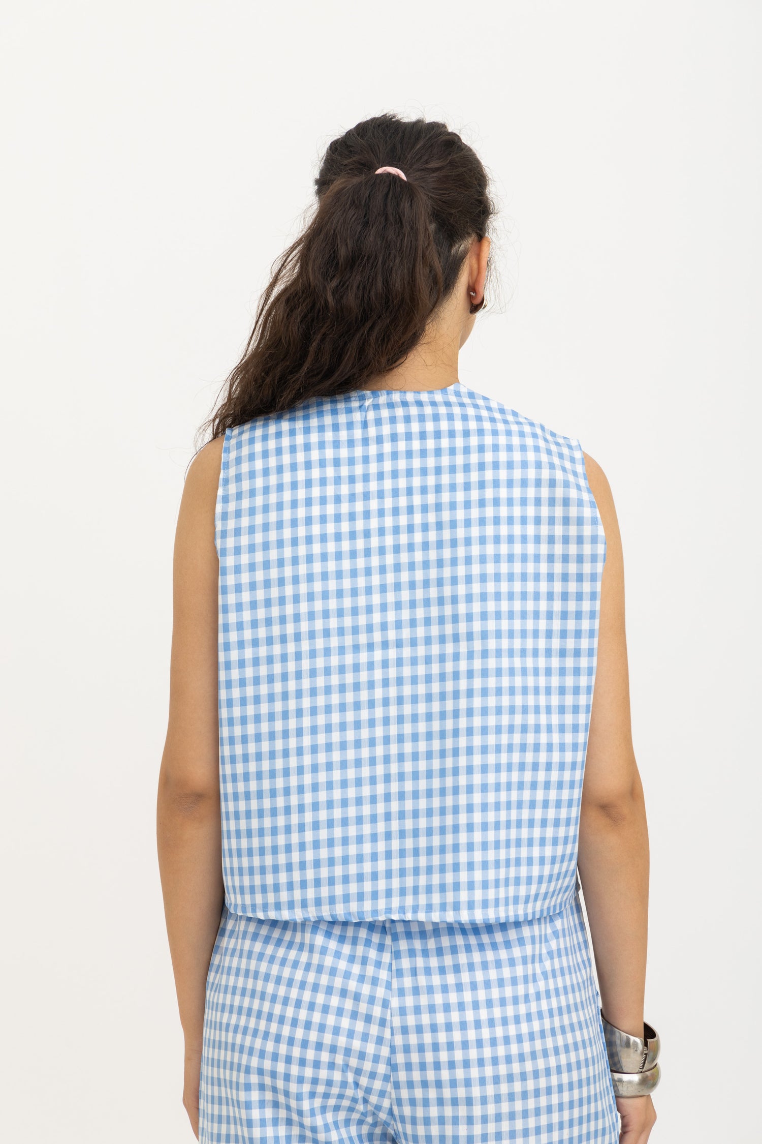 Baby Blue Bow Gingham Vest