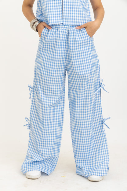 Baby Blue Bow Gingham Pants