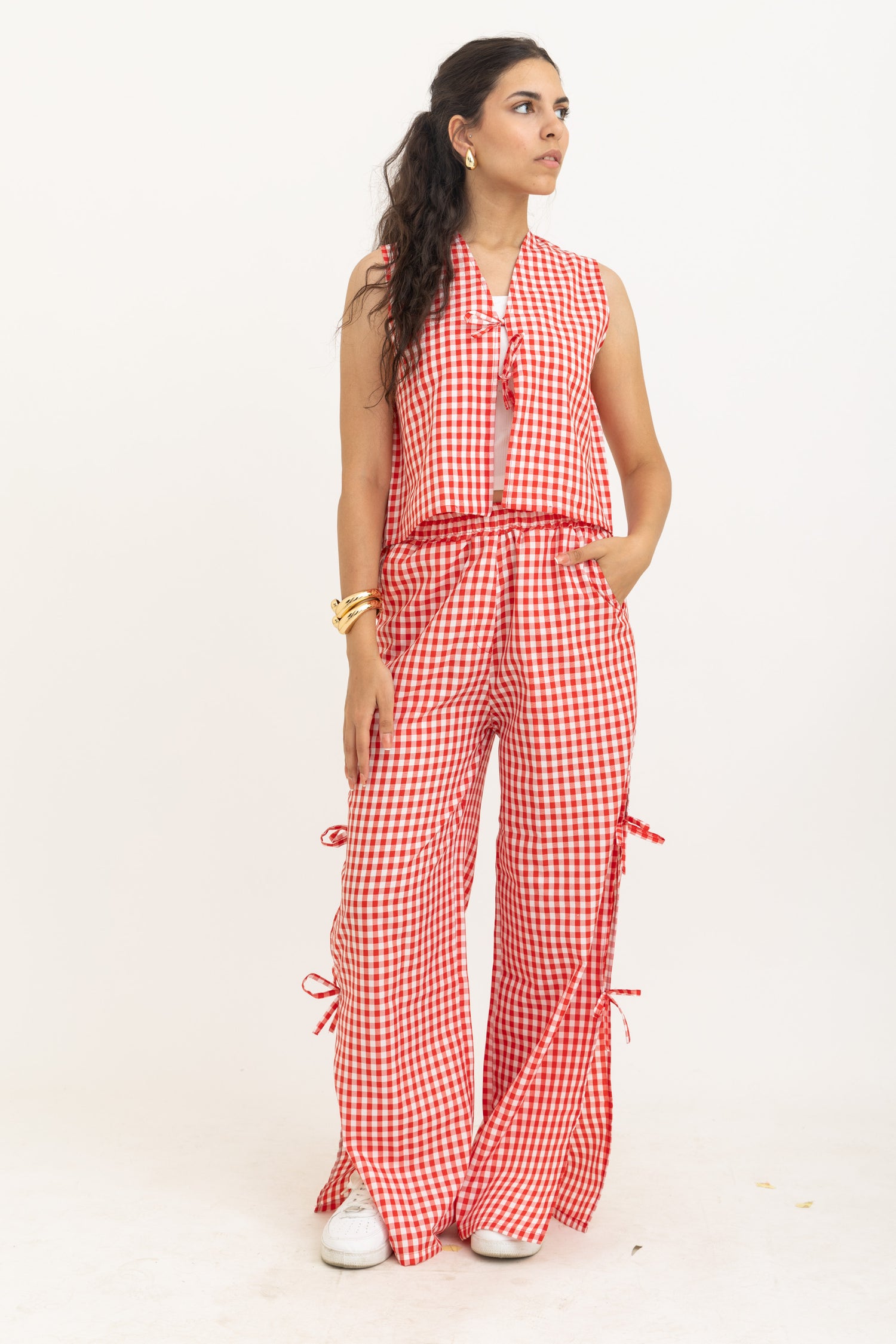 Red Gingham Bow Pants