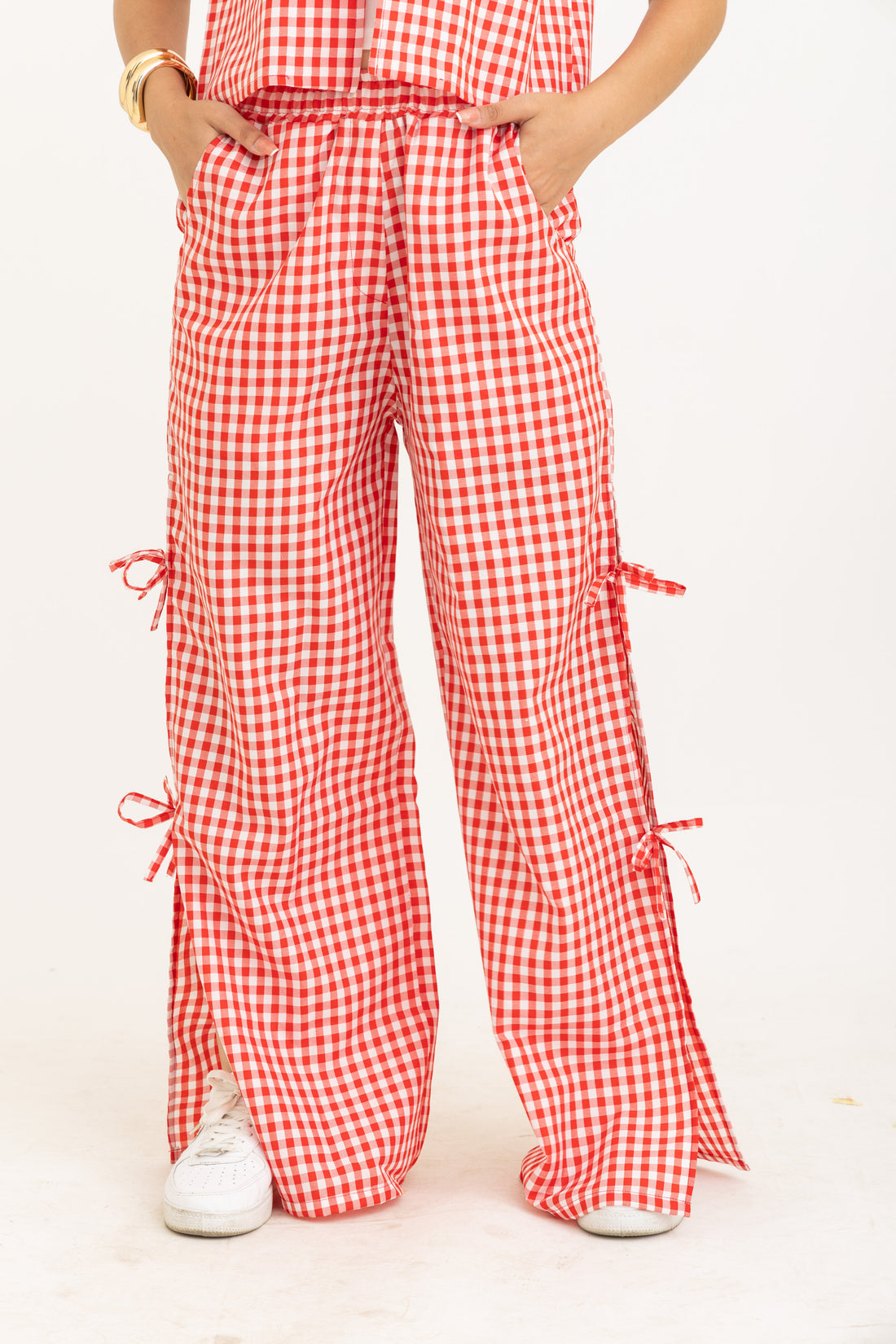 Red Gingham Bow Pants