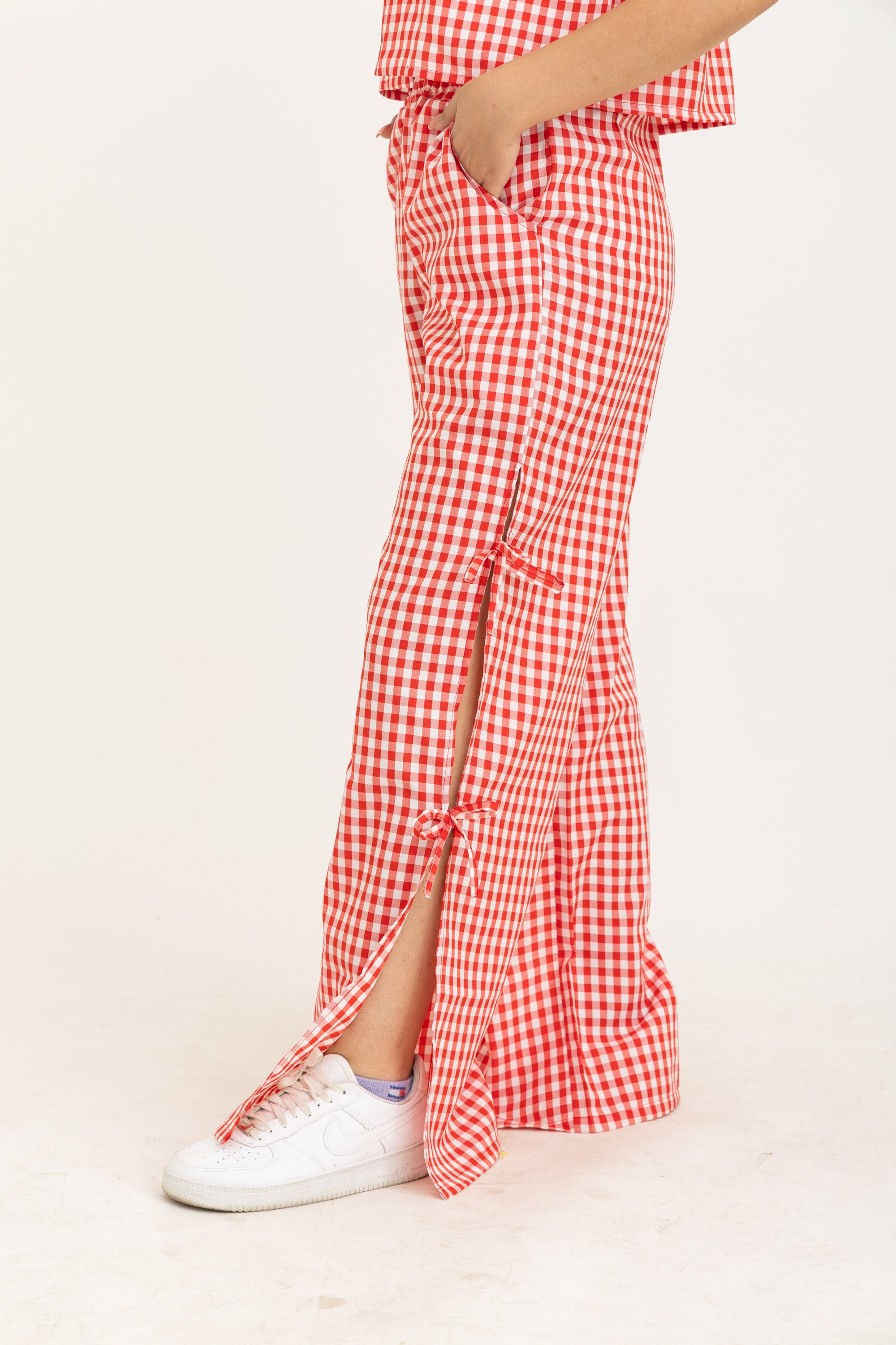 Red Gingham Bow Pants