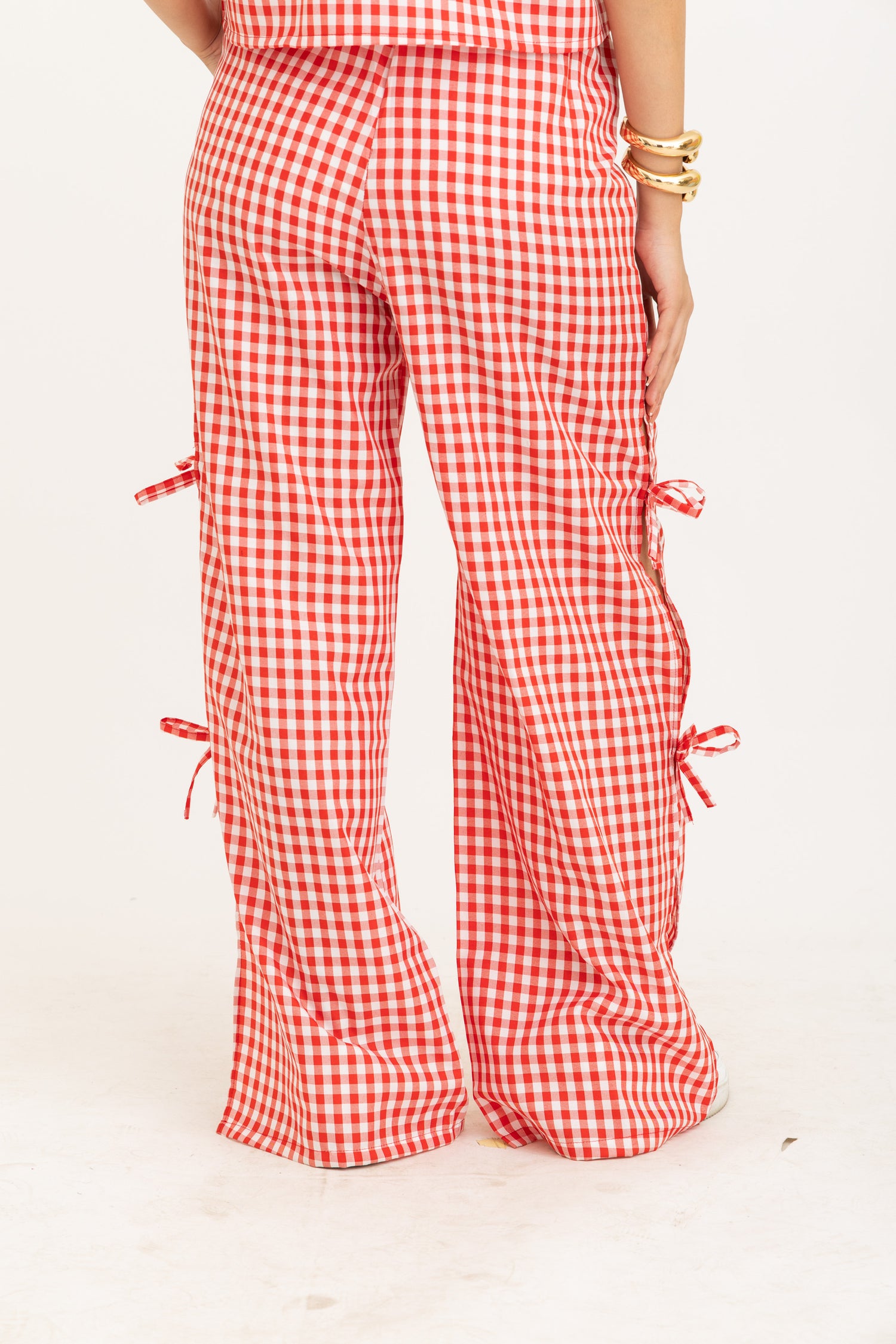 Red Gingham Bow Pants