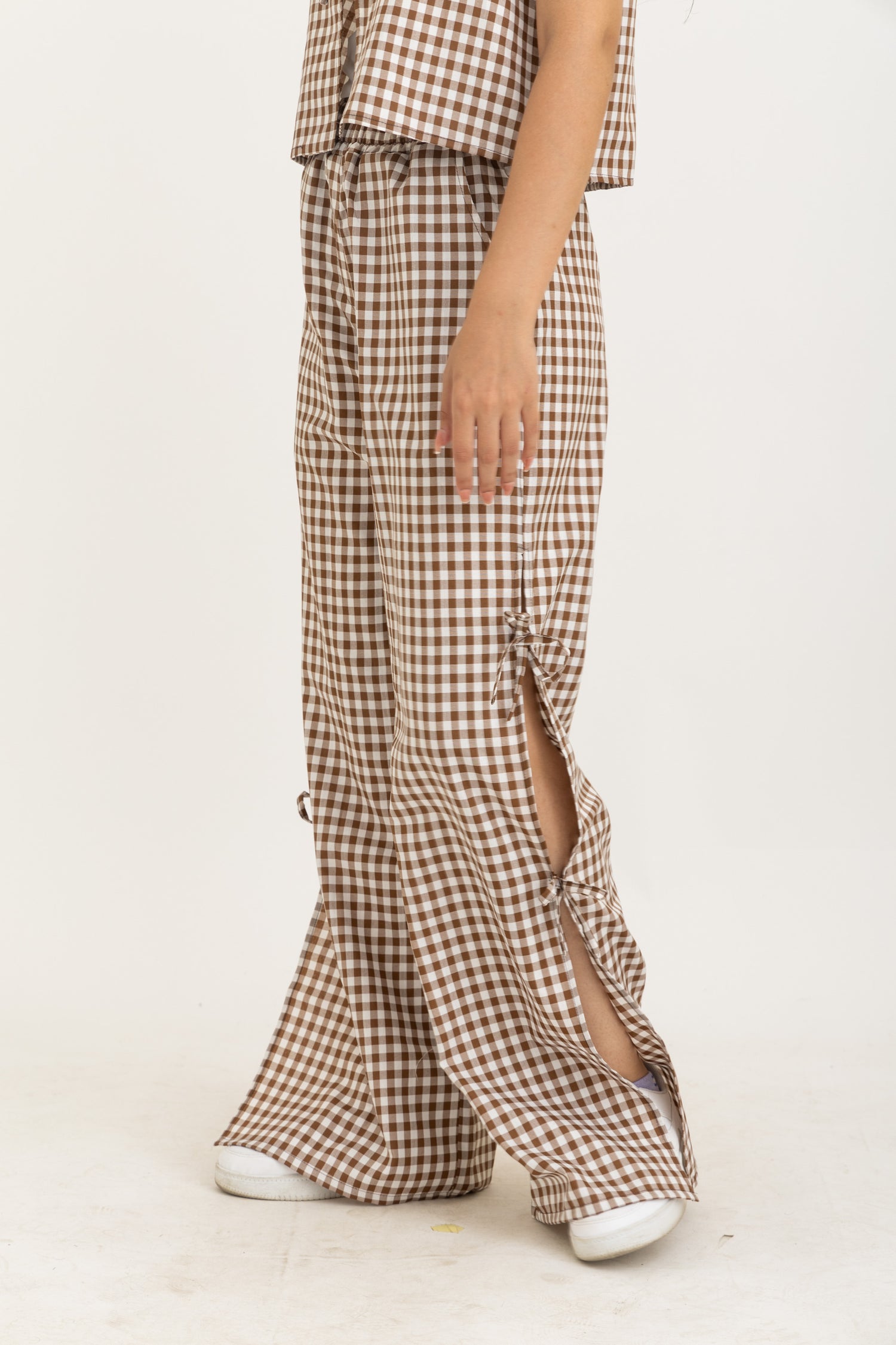 Brown Bow Gingham Pants