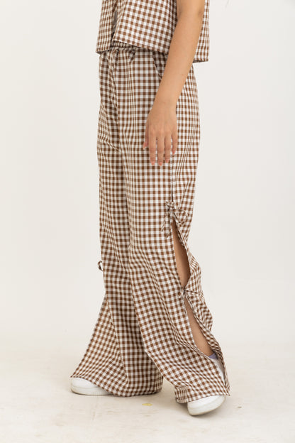 Brown Bow Gingham Pants