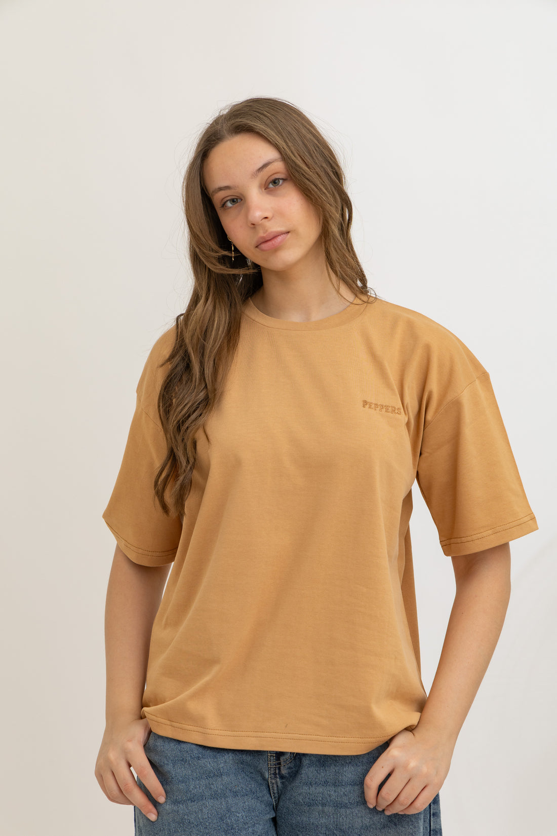 Tan Oversized Crew Neck T-Shirt
