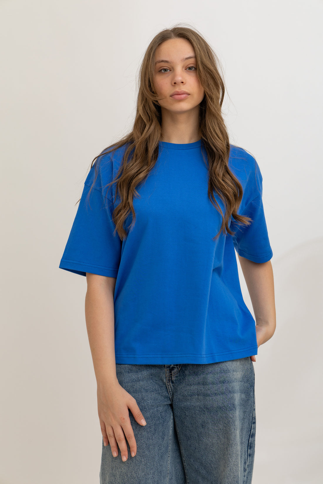 Blue Oversized Crew Neck T-Shirt