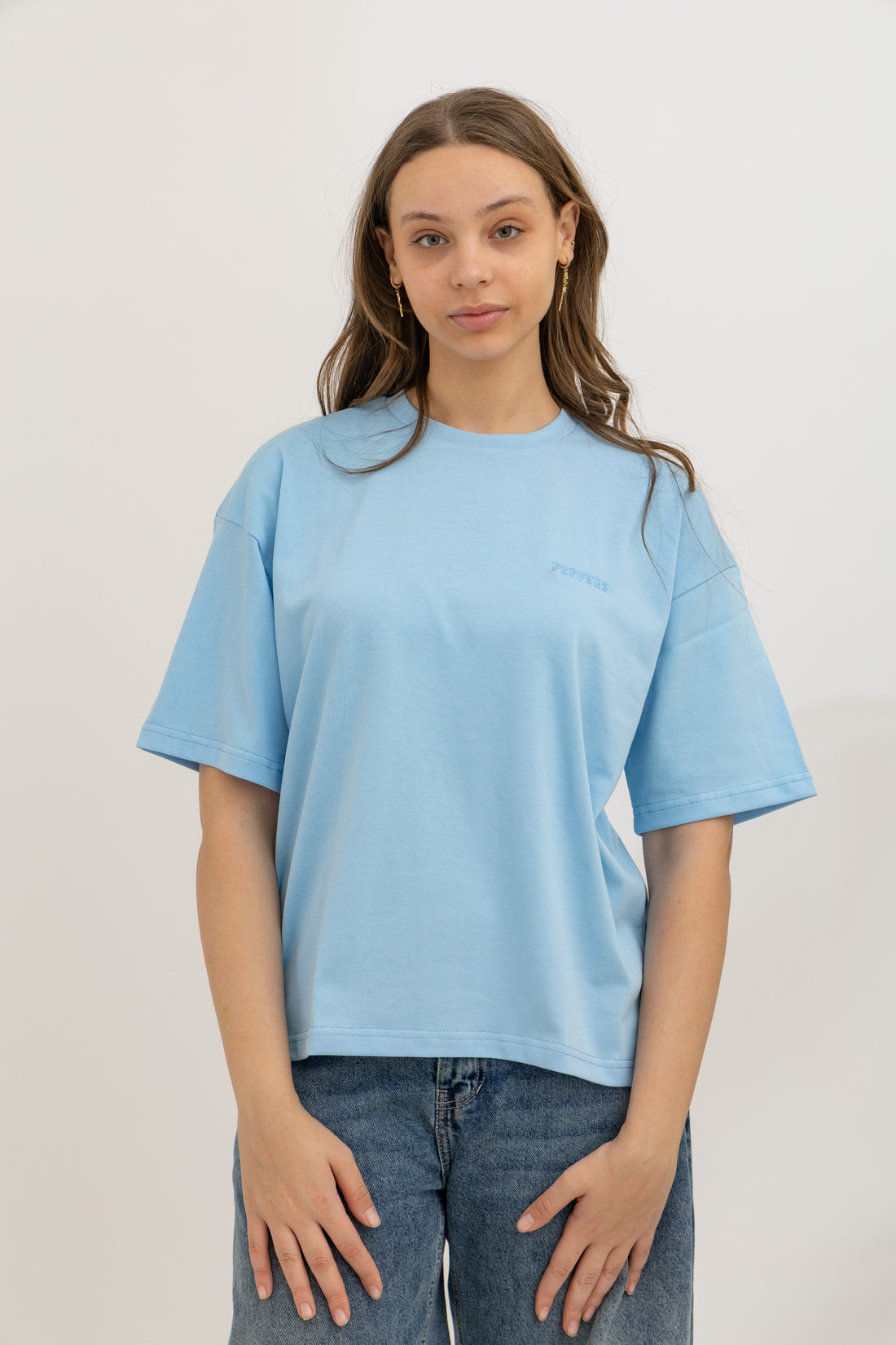 Light Blue Oversized Crew Neck T-Shirt