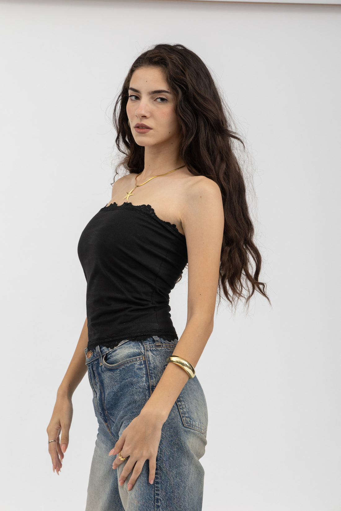Peppers Lace Tube Top Black